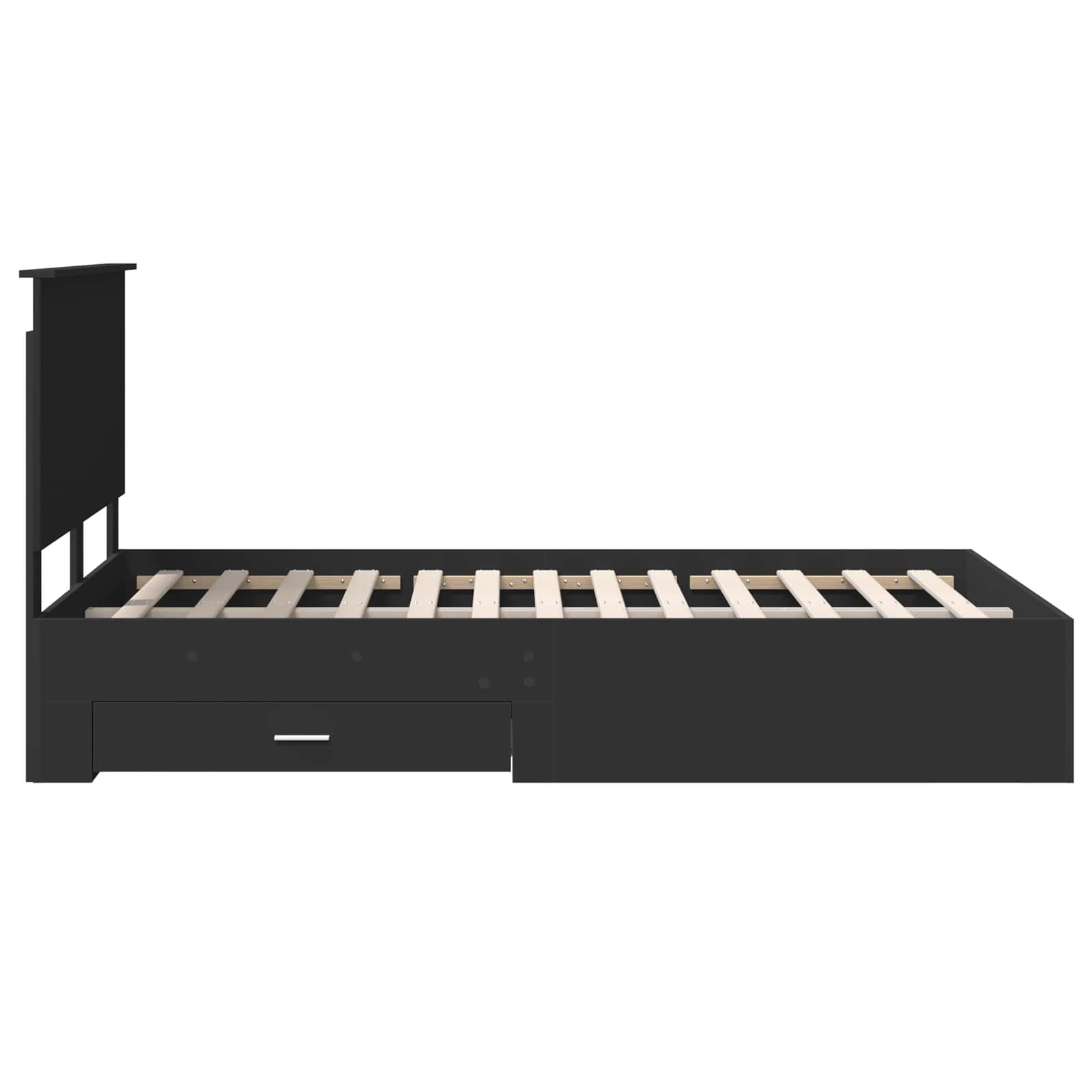 Cadre de lit avec tiroir Noir 135 x 190 cm Bois d'ingénierie - XIOS