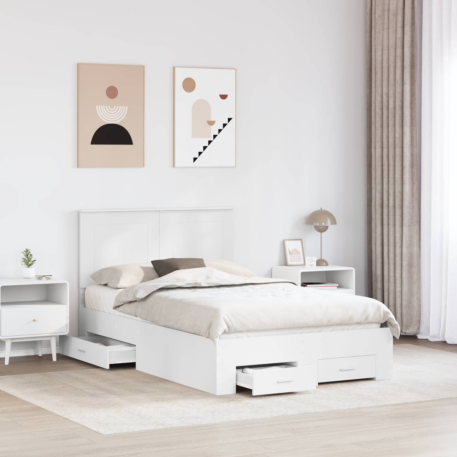 Cadre de lit avec tiroir Blanc 120 x 190 cm Bois d'ingénierie - XIOS