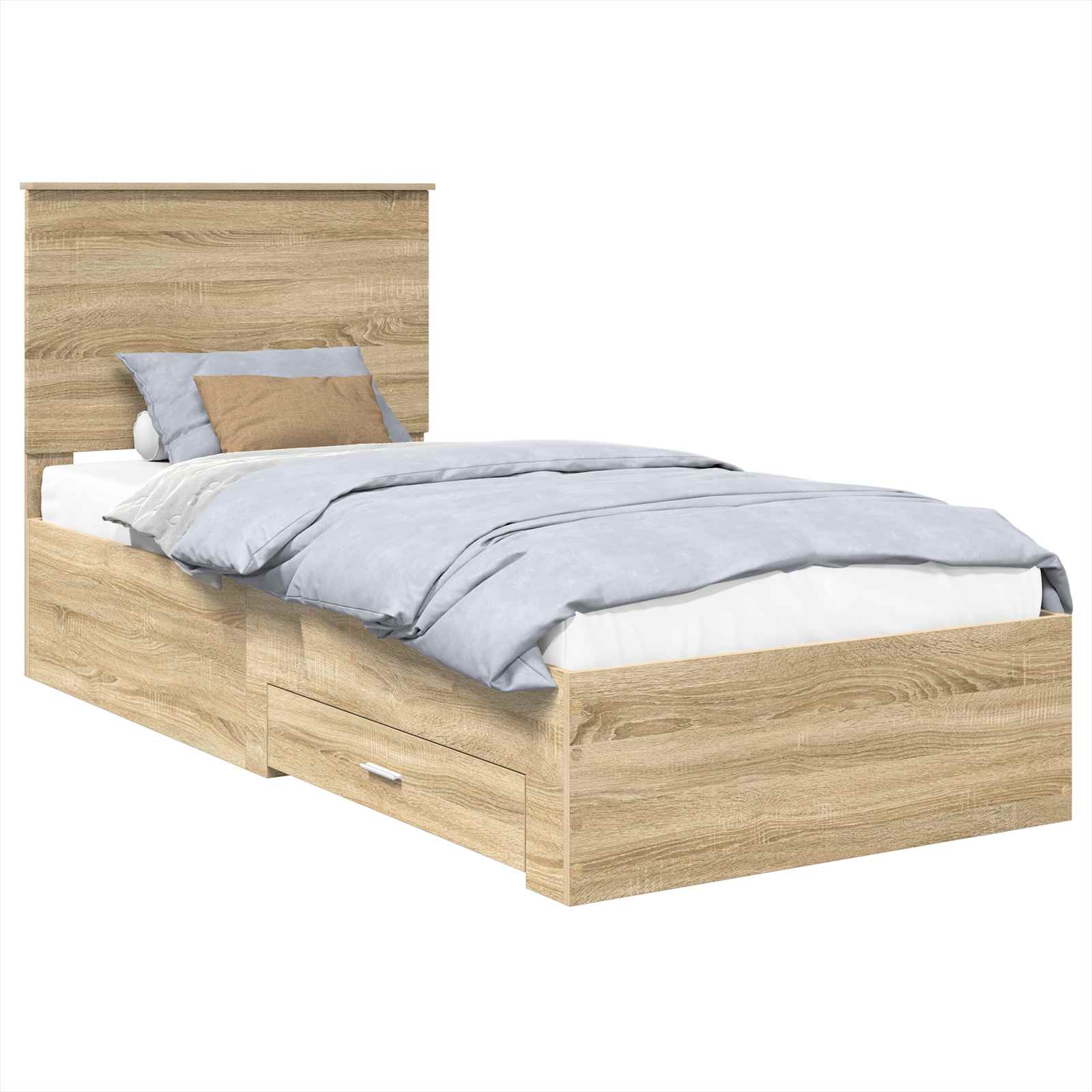 Cadre de lit Chêne Fumé et Argent 75 x 190 cm Bois d'ingénierie - XIOS