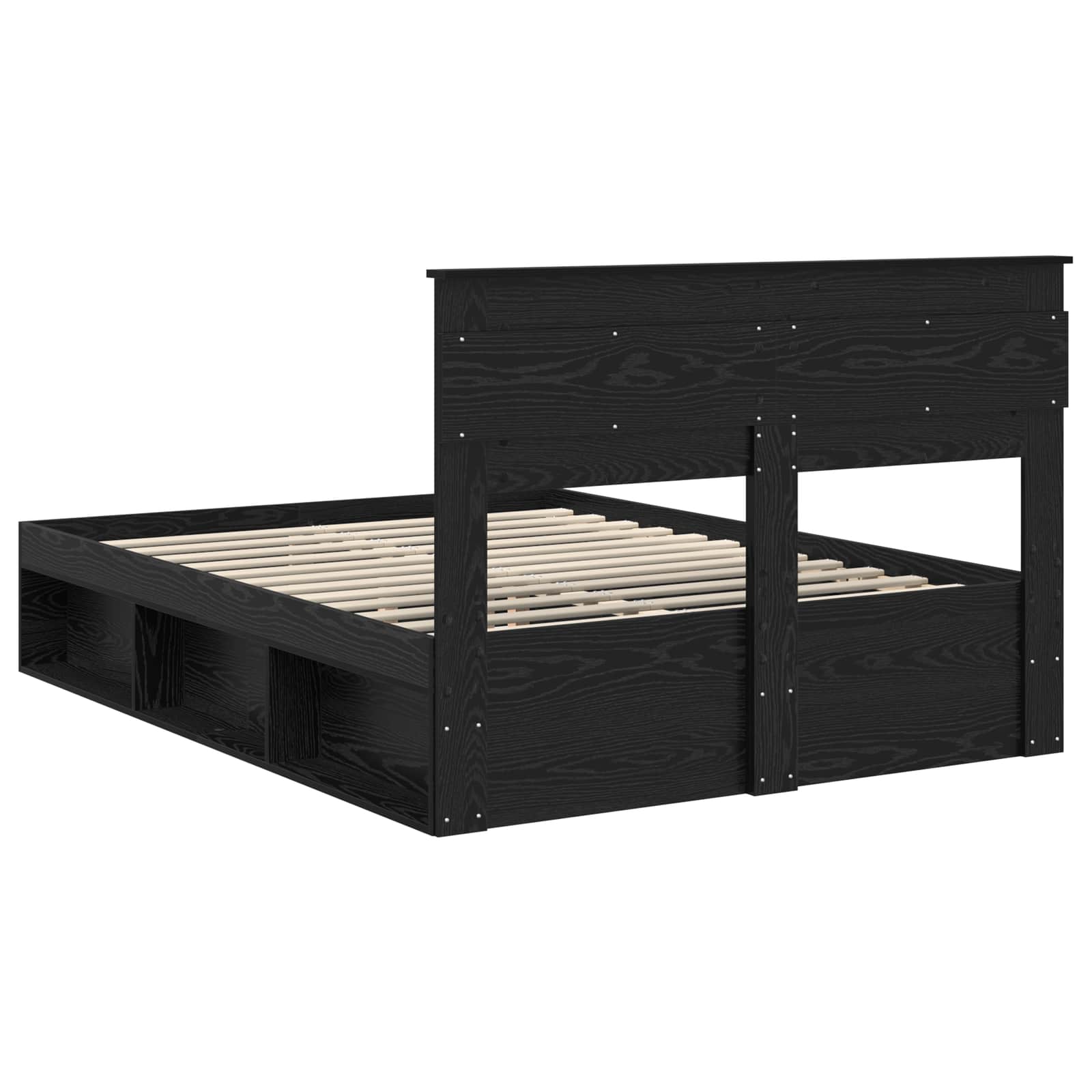 Cadre de lit avec matelas Noir 160 x 200 cm Pin massif - XIOS