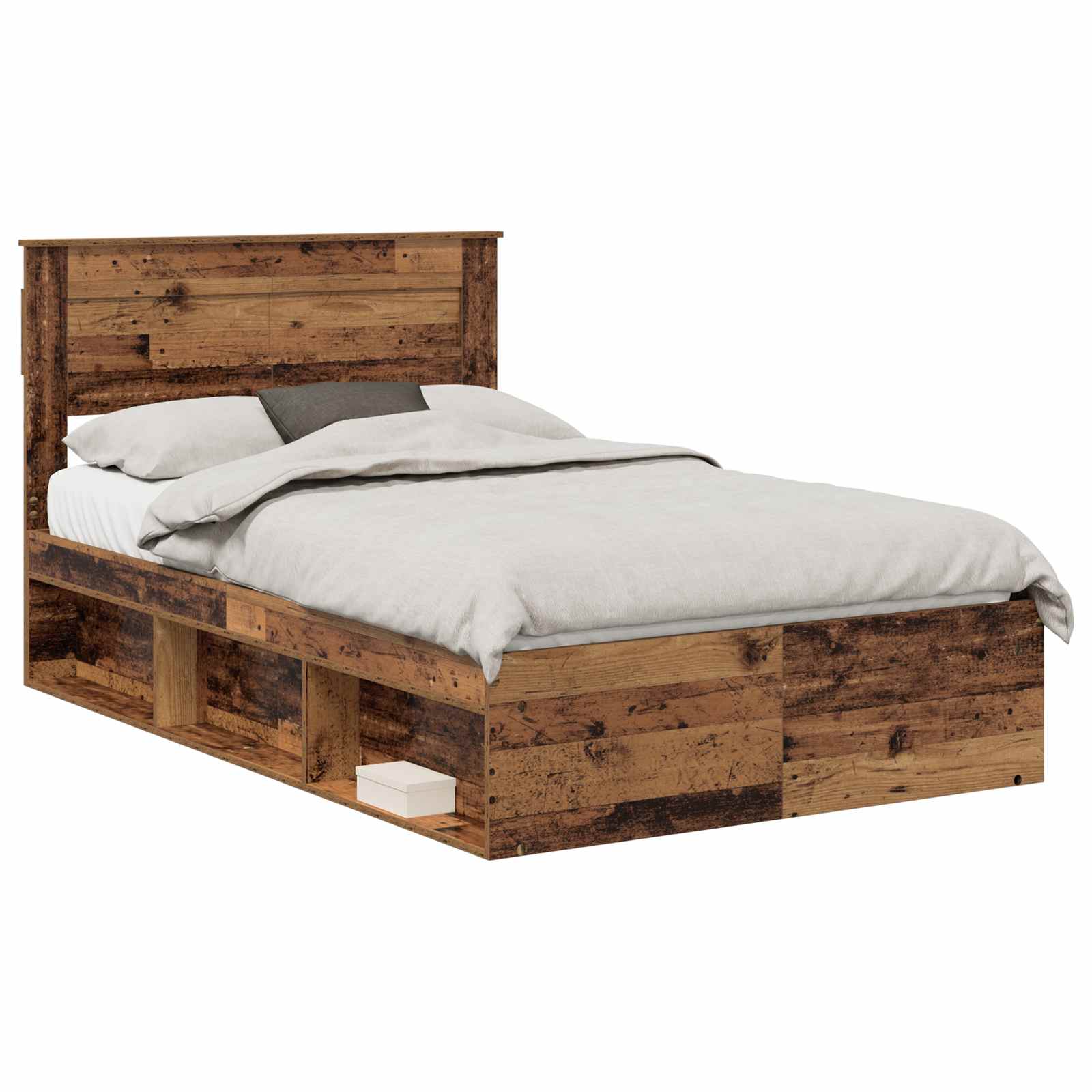 Cadre de lit avec matelas Bois ancien 135 x 190 cm Pin massif - XIOS