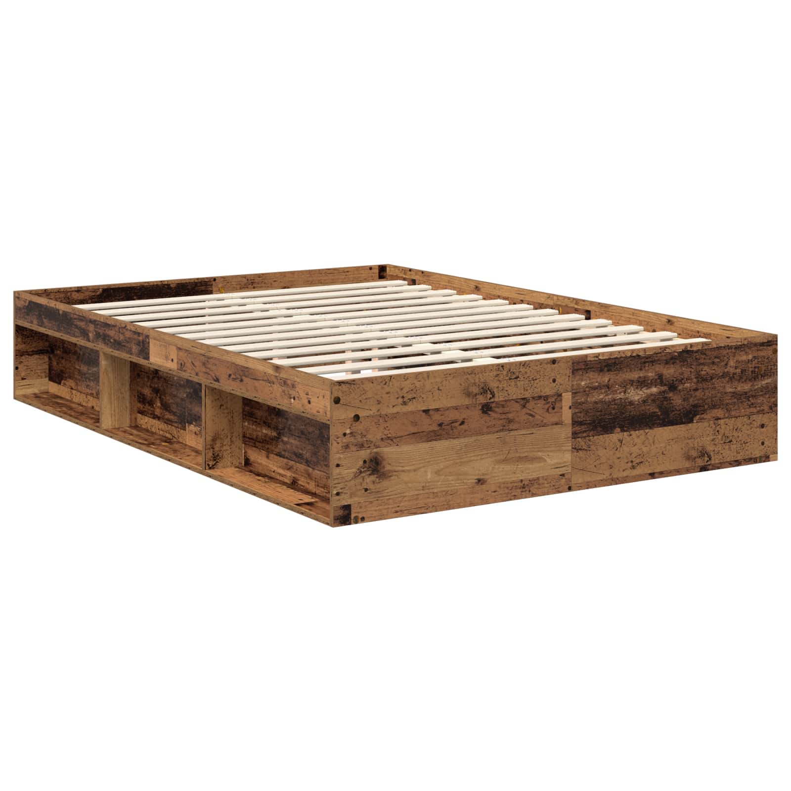 Cadre de lit avec matelas Bois ancien 135 x 190 cm Pin massif - XIOS