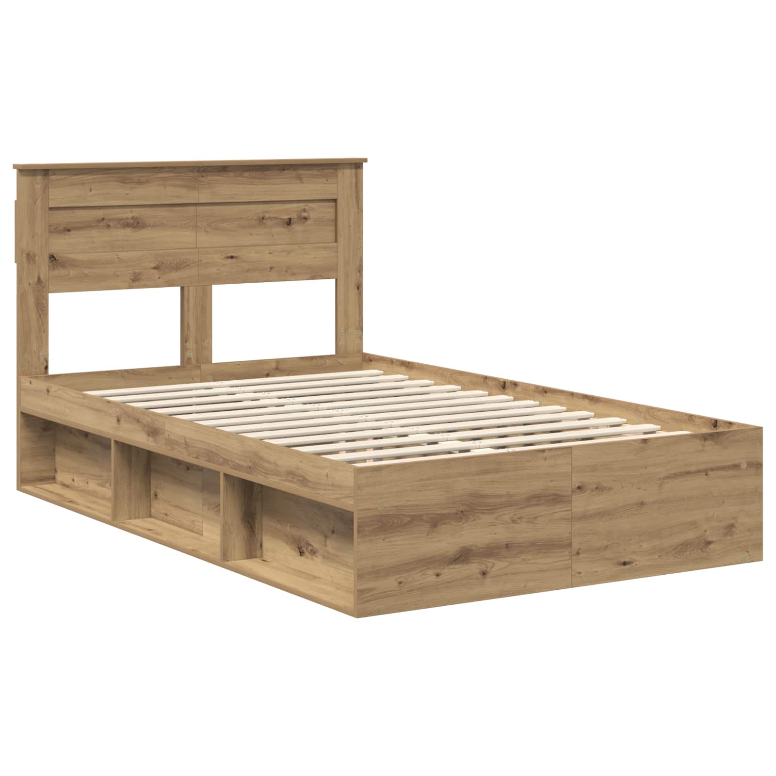 Cadre de lit avec matelas Chêne artisan 135 x 190 cm Pin massif - XIOS