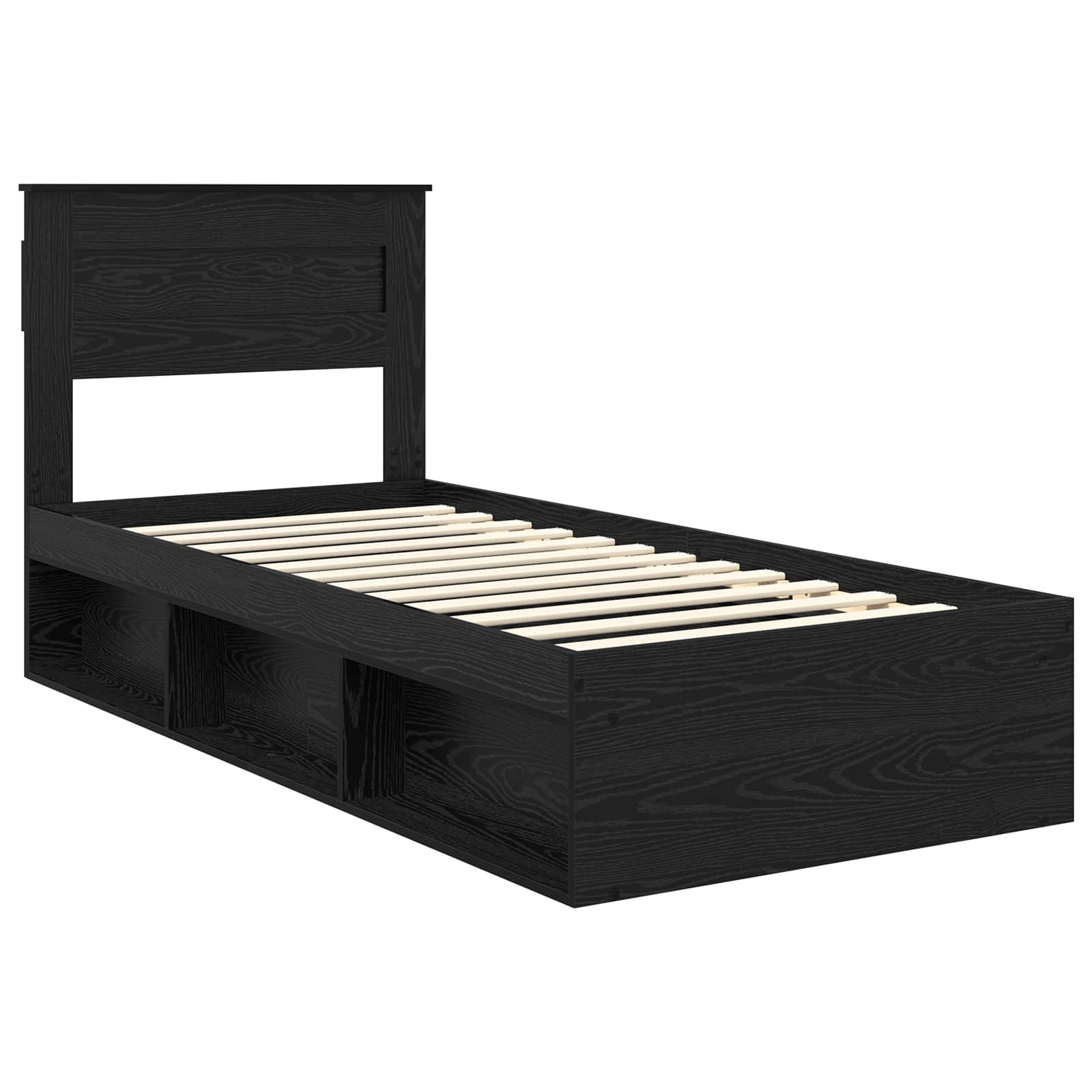Cadre de lit avec matelas Noir 100 x 200 cm Pin massif - XIOS
