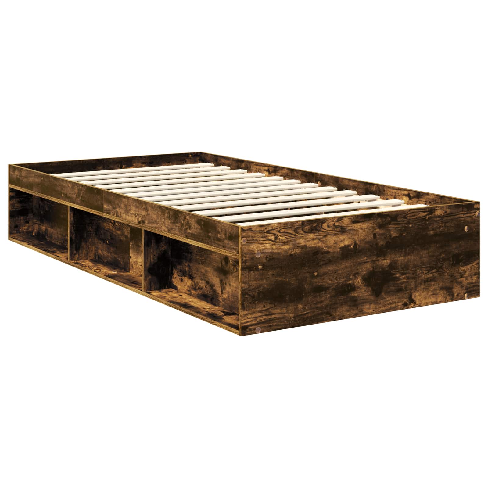 Cadre de lit avec matelas Chêne fumé 100 x 200 cm Pin massif - XIOS