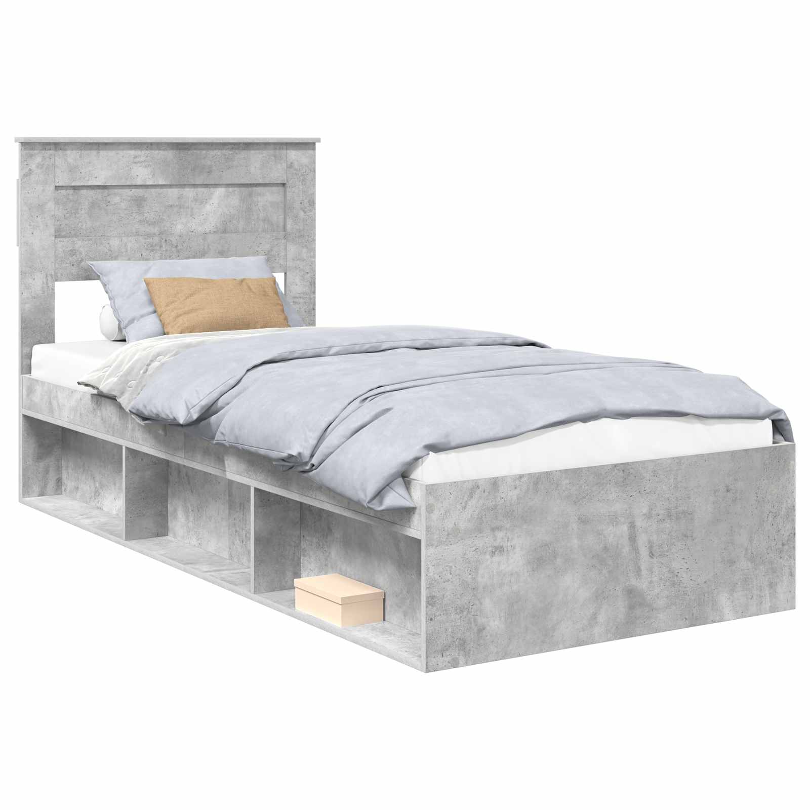 Cadre de lit avec matelas Gris Béton 90 x 190 cm Pin massif - XIOS