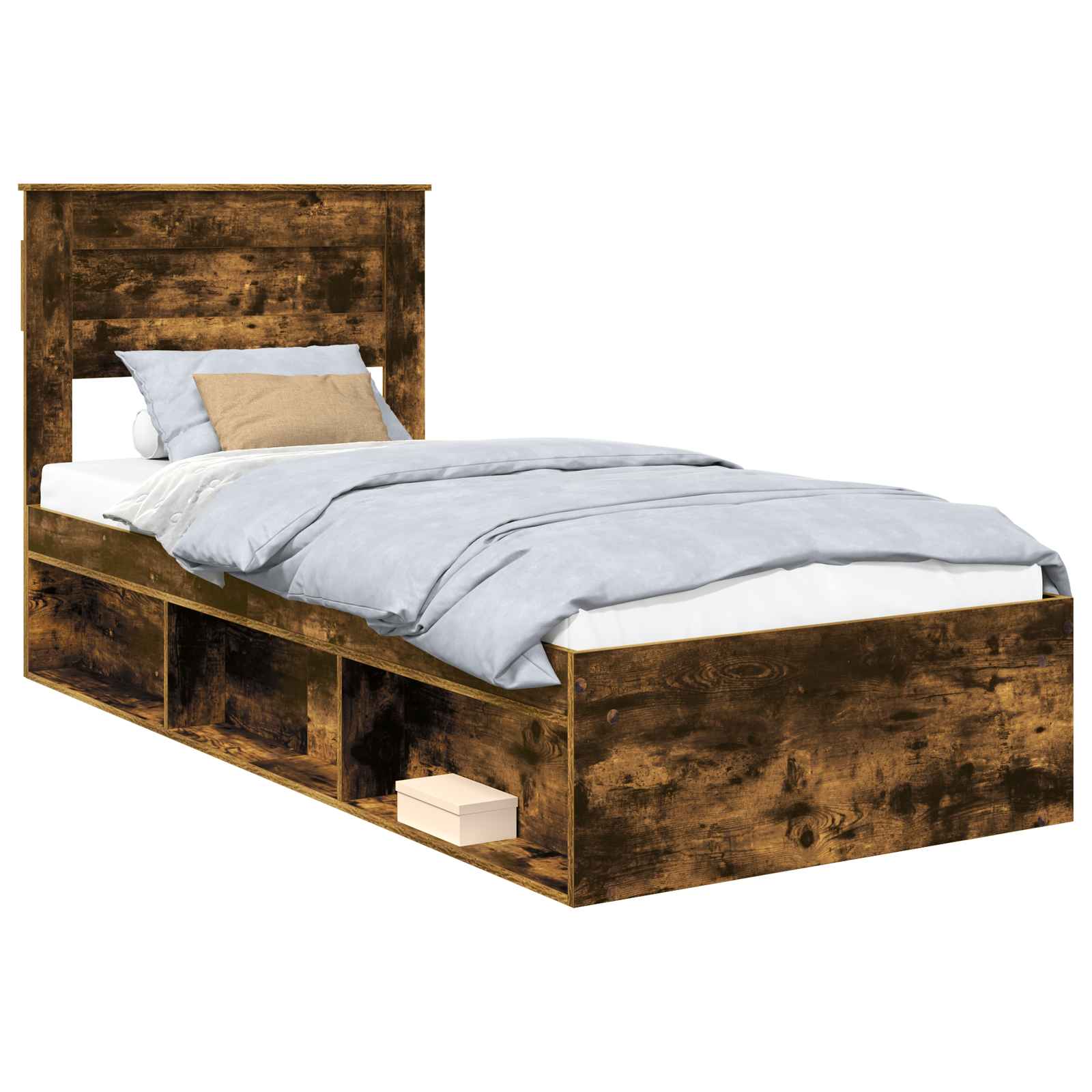 Cadre de lit Chêne fumé 90 x 200 cm Bois de pin massif - XIOS
