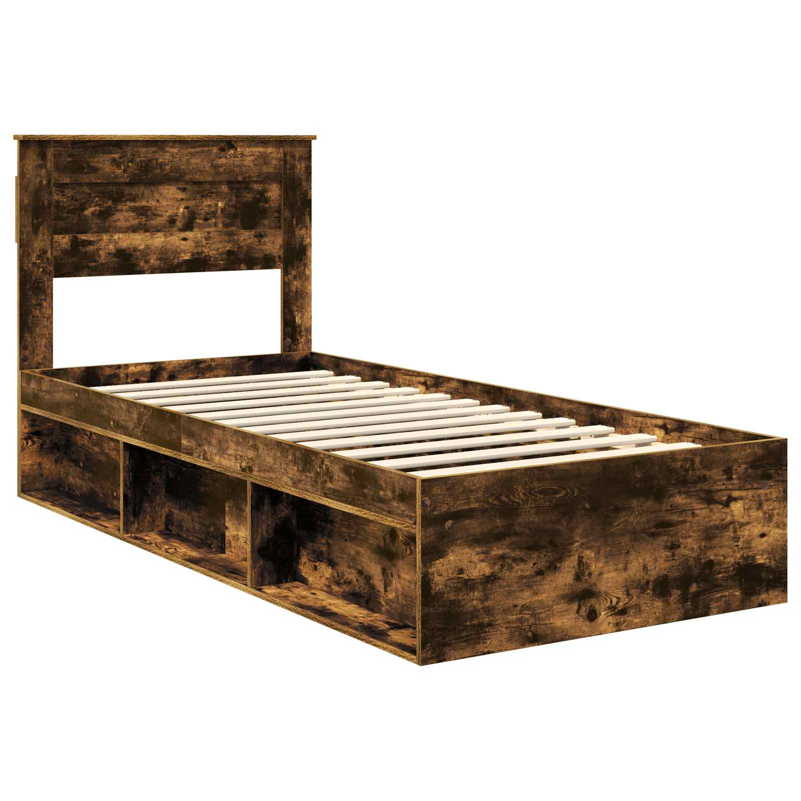 Cadre de lit Chêne fumé 90 x 200 cm Bois de pin massif - XIOS