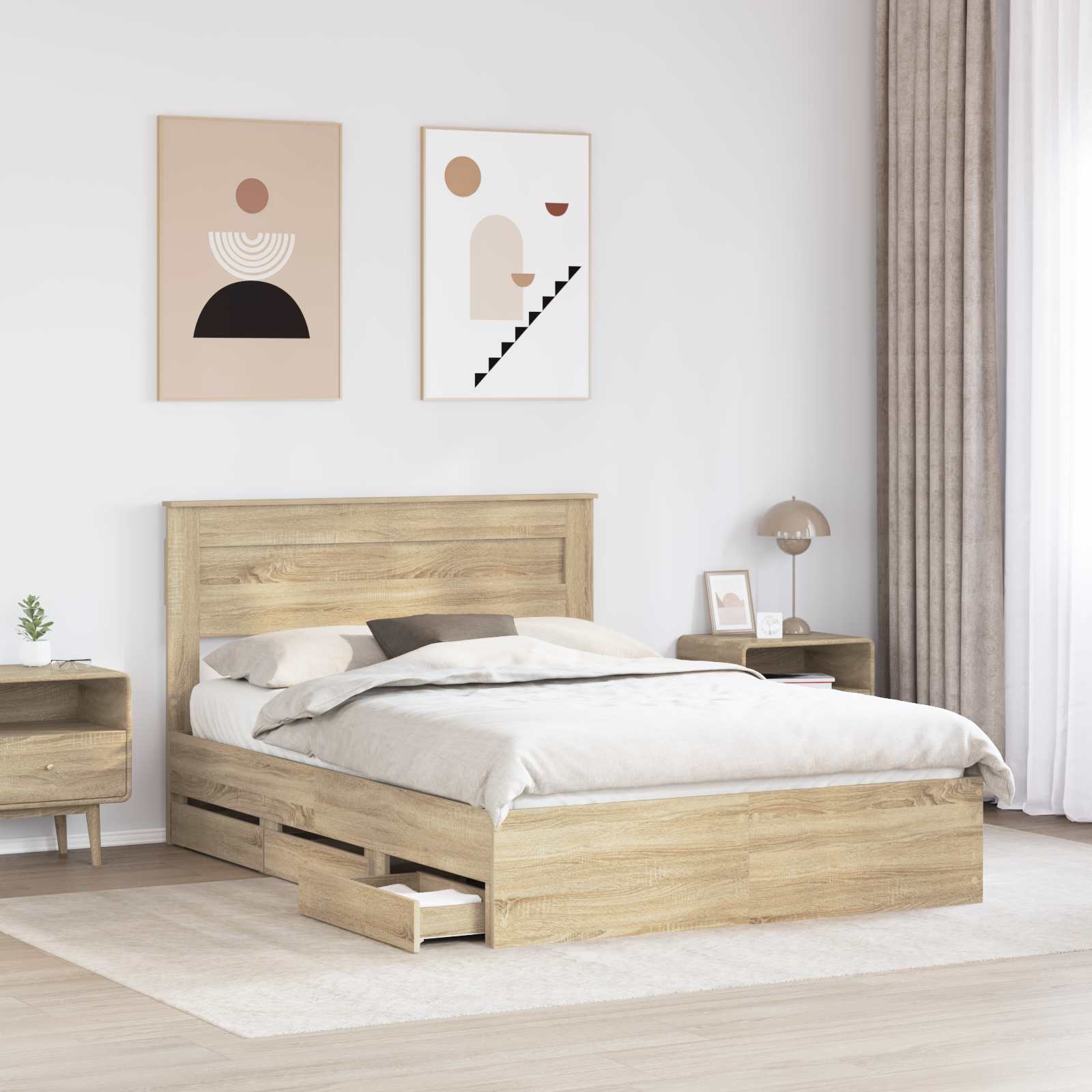 Cadre de lit Chêne Sonoma 160 x 200 cm Bois Ingénierie - XIOS