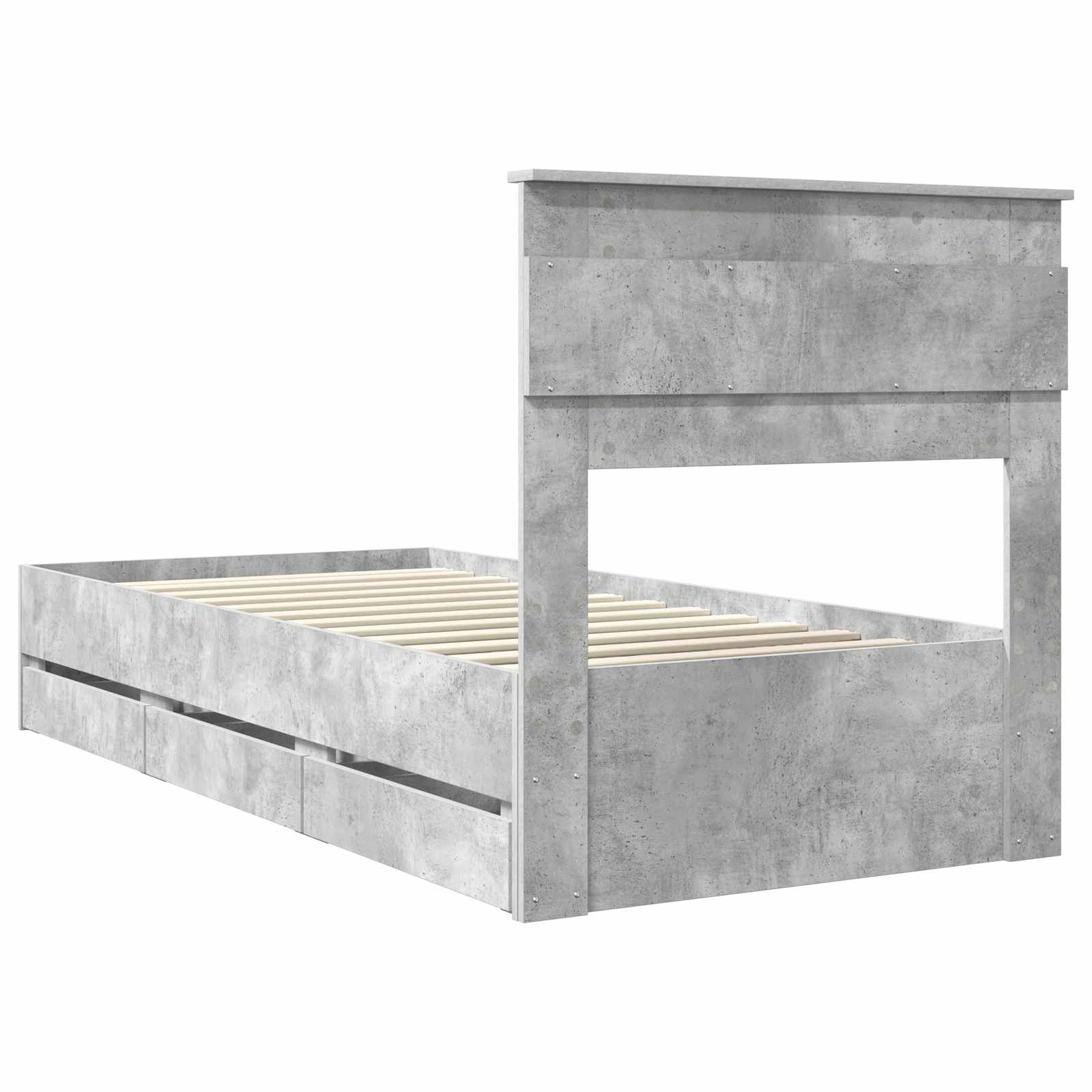 Cadre de lit avec tiroir Gris béton 90 x 190 cm Bois Ingénierie - XIOS