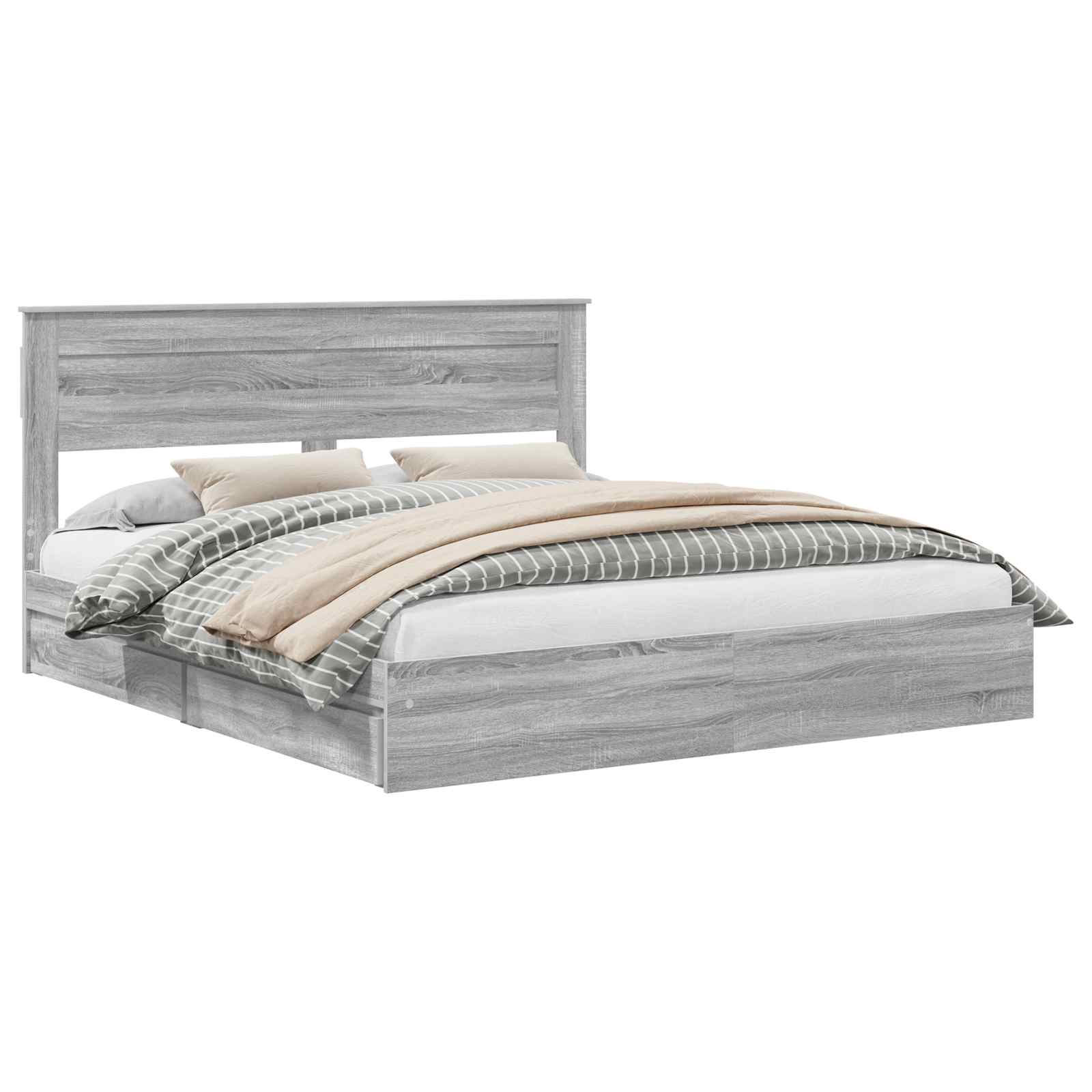 Lit de Rangement Gris Sonoma 200 x 200 cm Bois d'ingénierie - XIOS