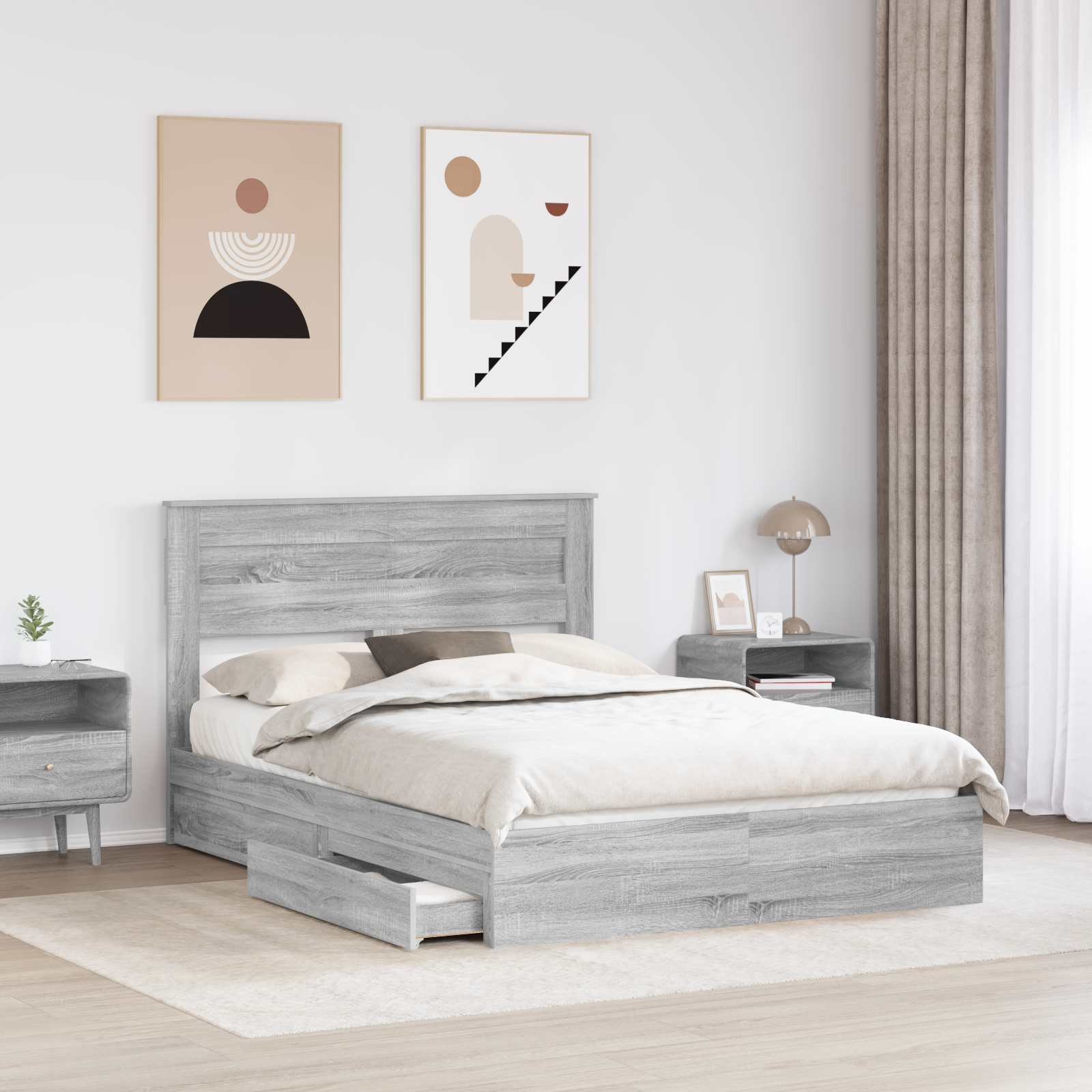 Cadre de lit Gris Sonoma 160 x 200 cm Bois d'ingénierie - XIOS
