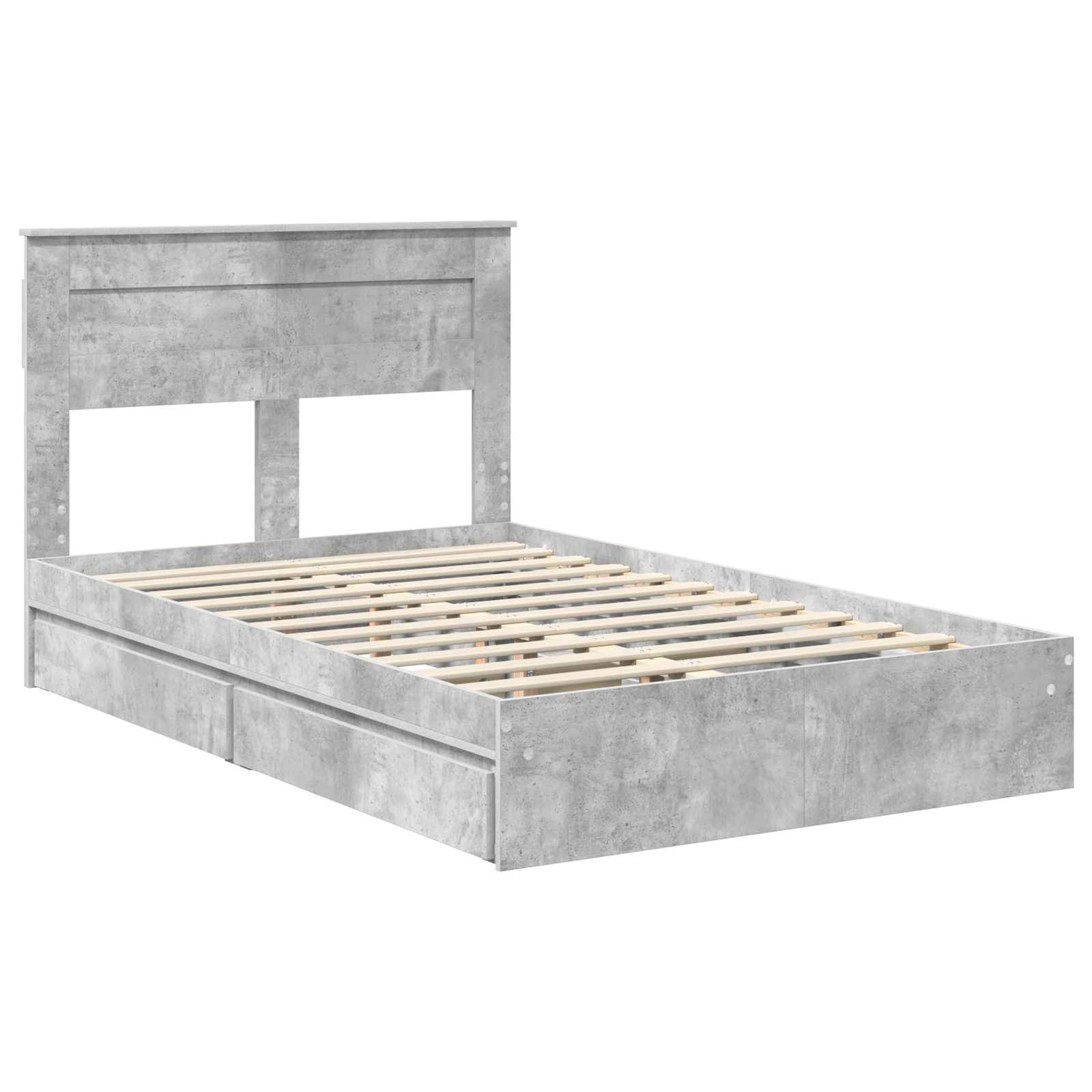 Cadre de lit Gris béton 135 x 190 cm Bois d'ingénierie - XIOS