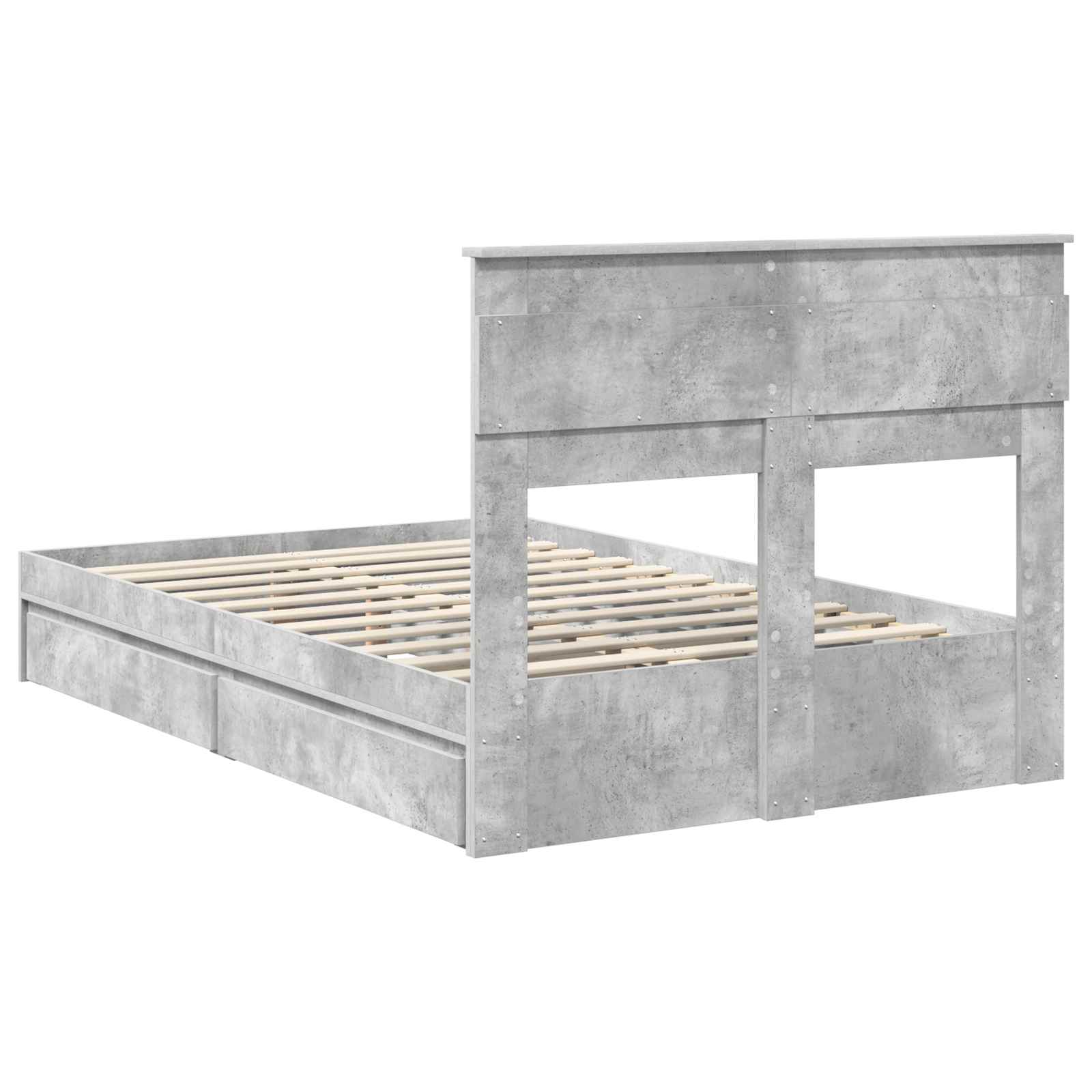 Cadre de lit Gris béton 135 x 190 cm Bois d'ingénierie - XIOS