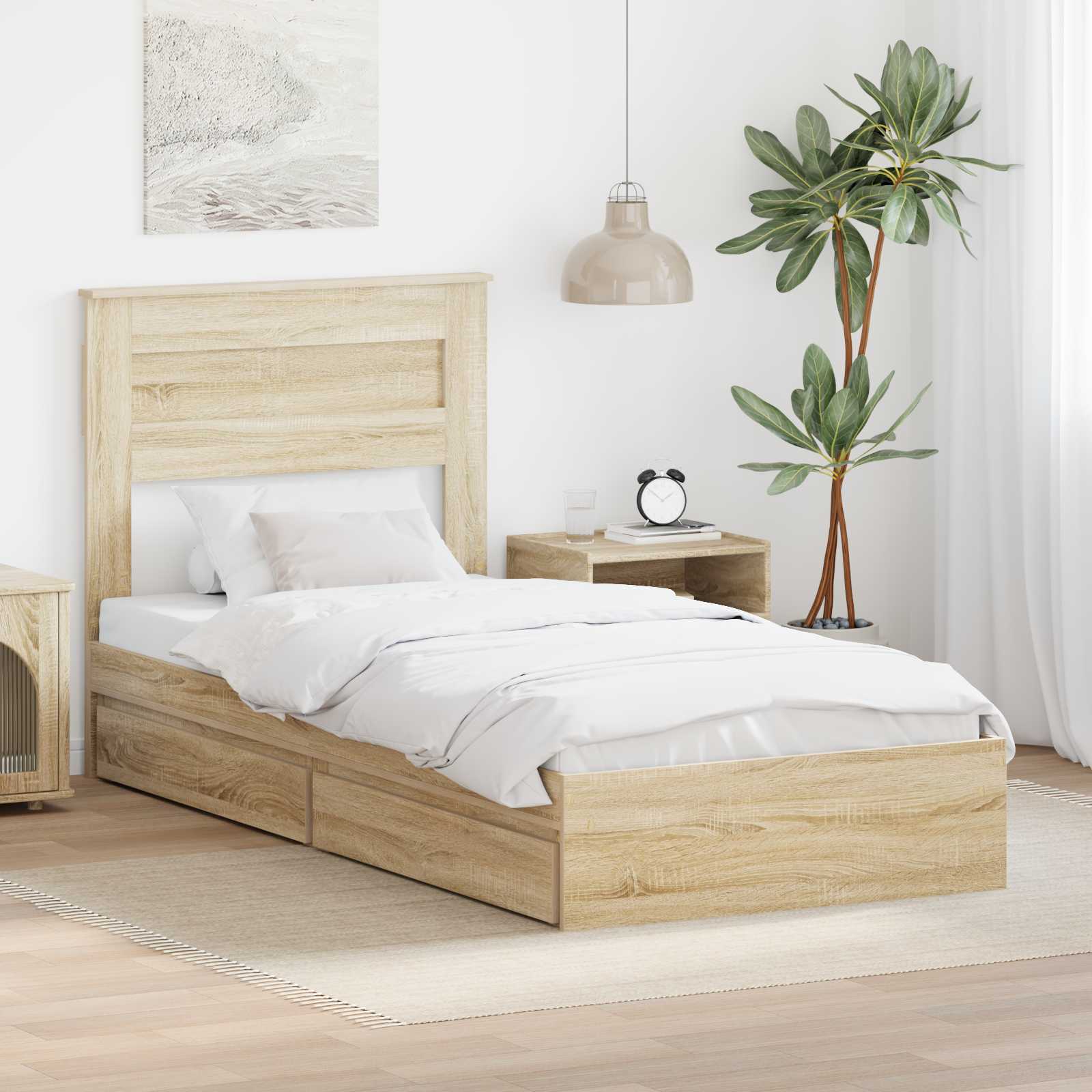 Cadre de lit Chêne Sonoma 75 x 190 cm Bois d'ingénierie - XIOS