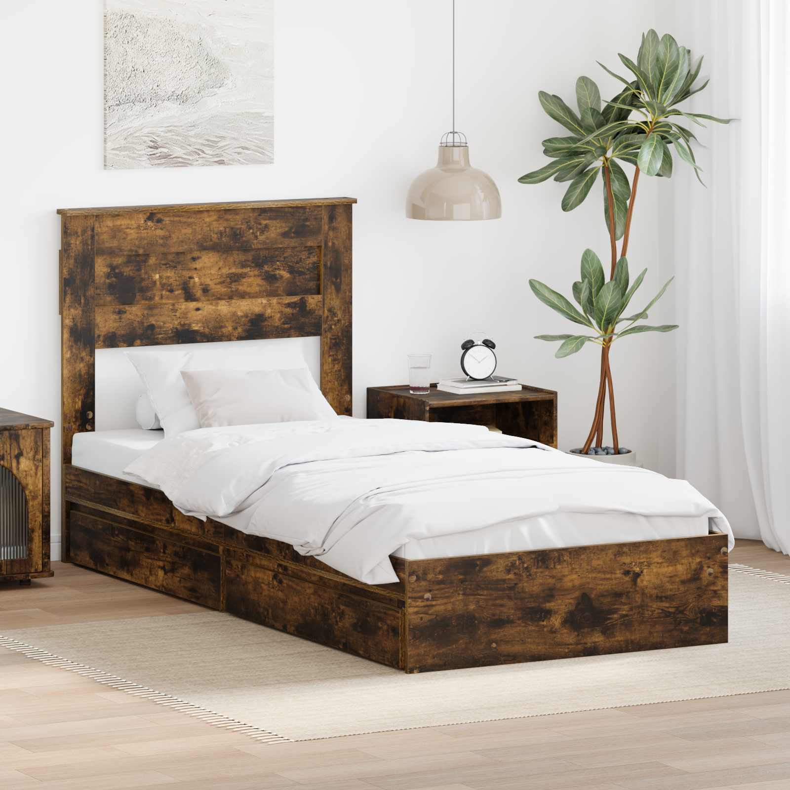 Cadre de lit Chêne fumé 75 x 190 cm Bois d'ingénierie - XIOS