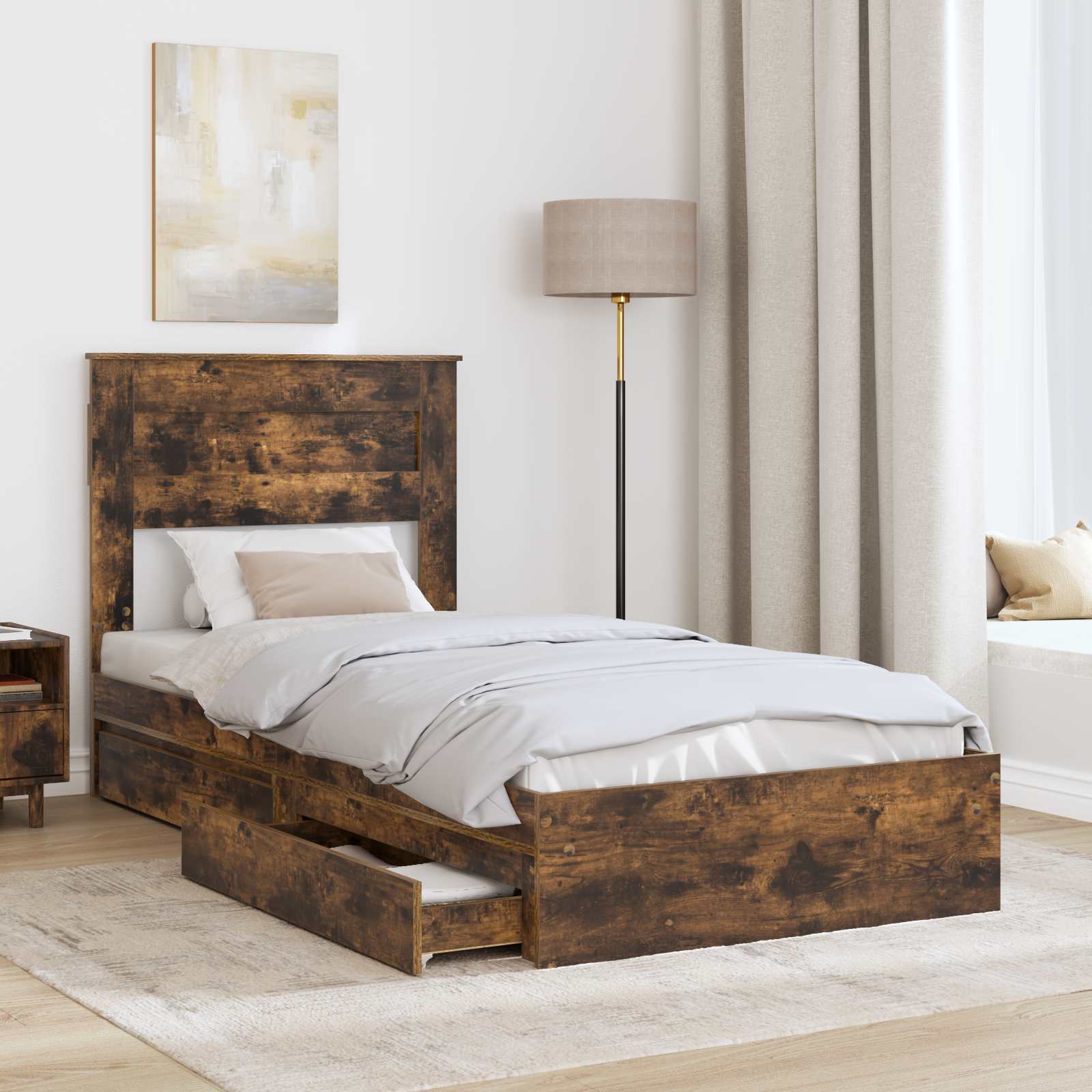 Cadre de lit Chêne fumé 75 x 190 cm Bois d'ingénierie - XIOS