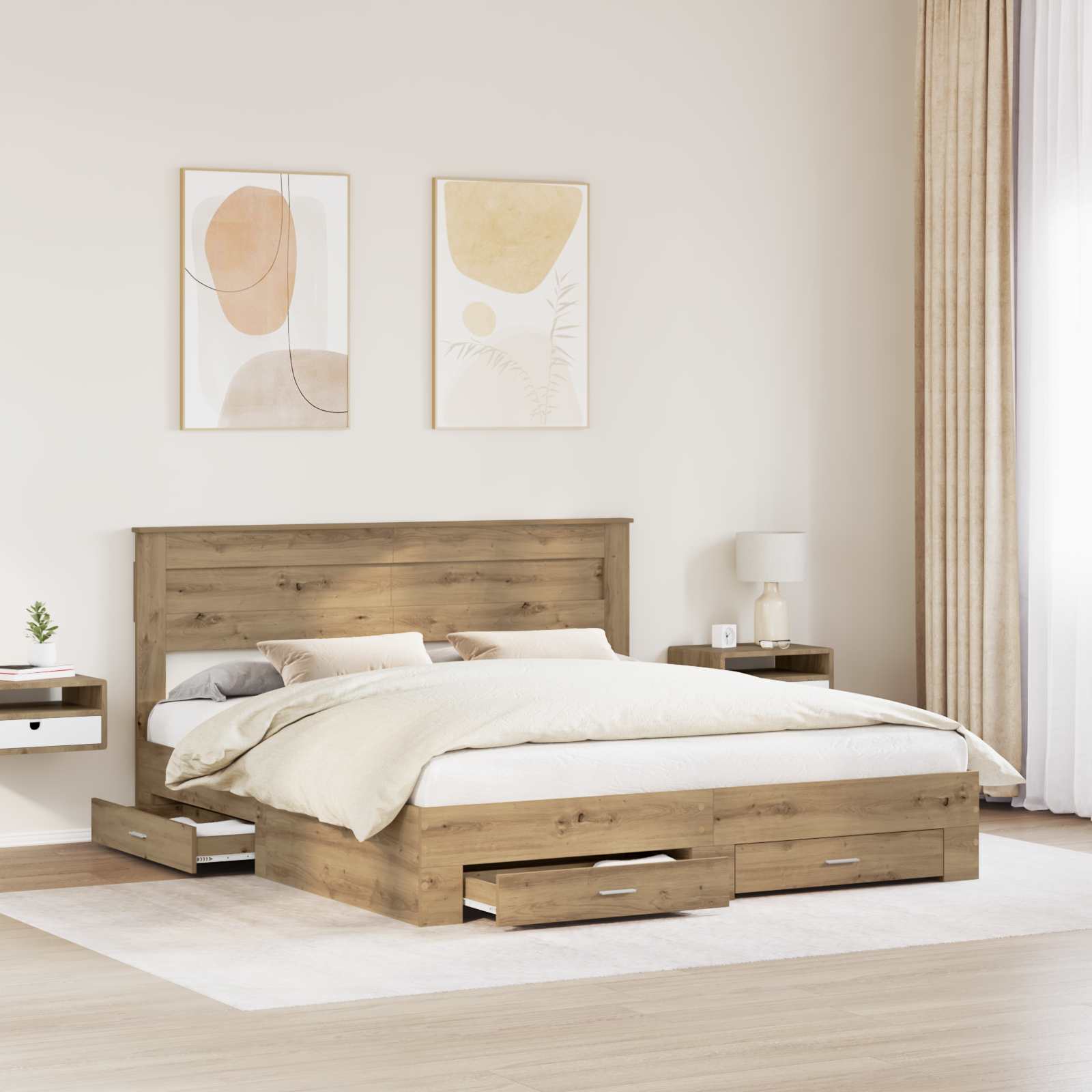 Cadre de lit Chêne artisanal 180 x 200 cm Bois d'ingénierie - XIOS