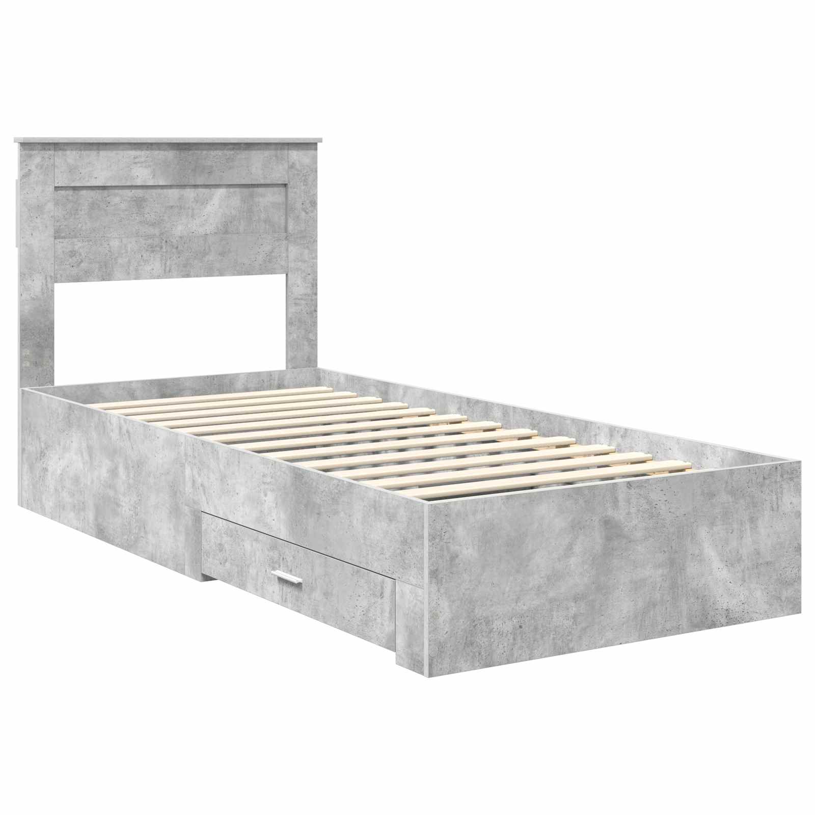Cadre de lit Gris Béton et Argent 75 x 190 cm Bois d'ingénierie - XIOS