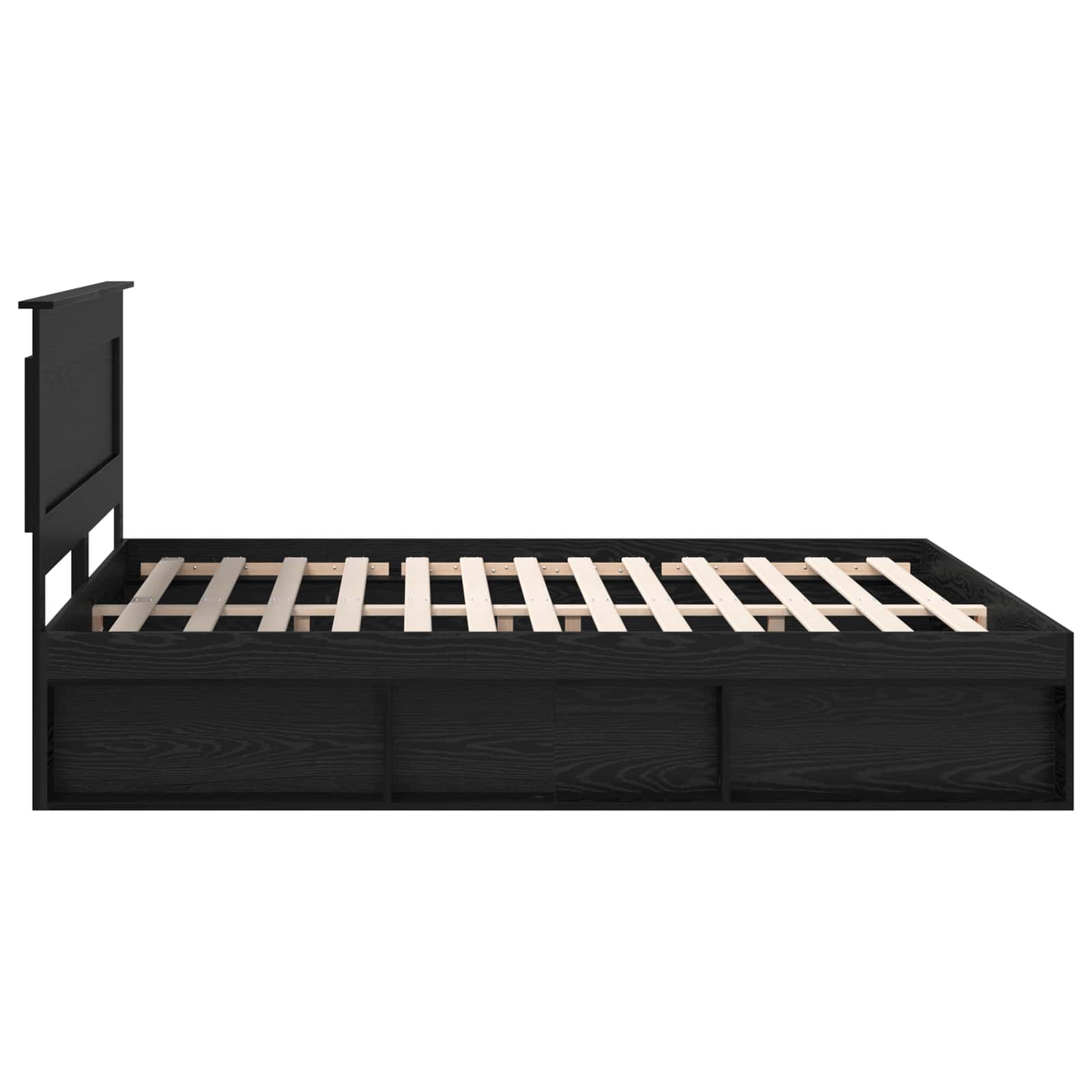 Cadre de lit avec tête de lit Noir 200 x 200 cm Pin massif - XIOS