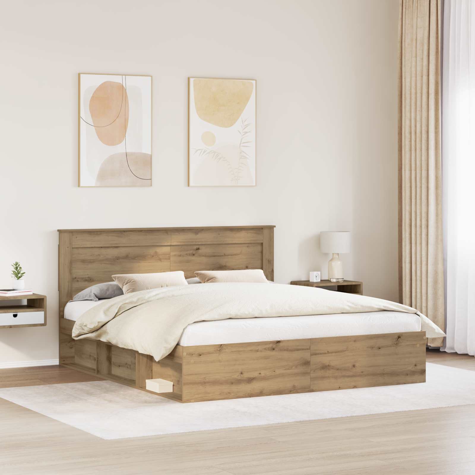 Cadre de lit Chêne artisan 180 x 200 cm Pin massif - XIOS