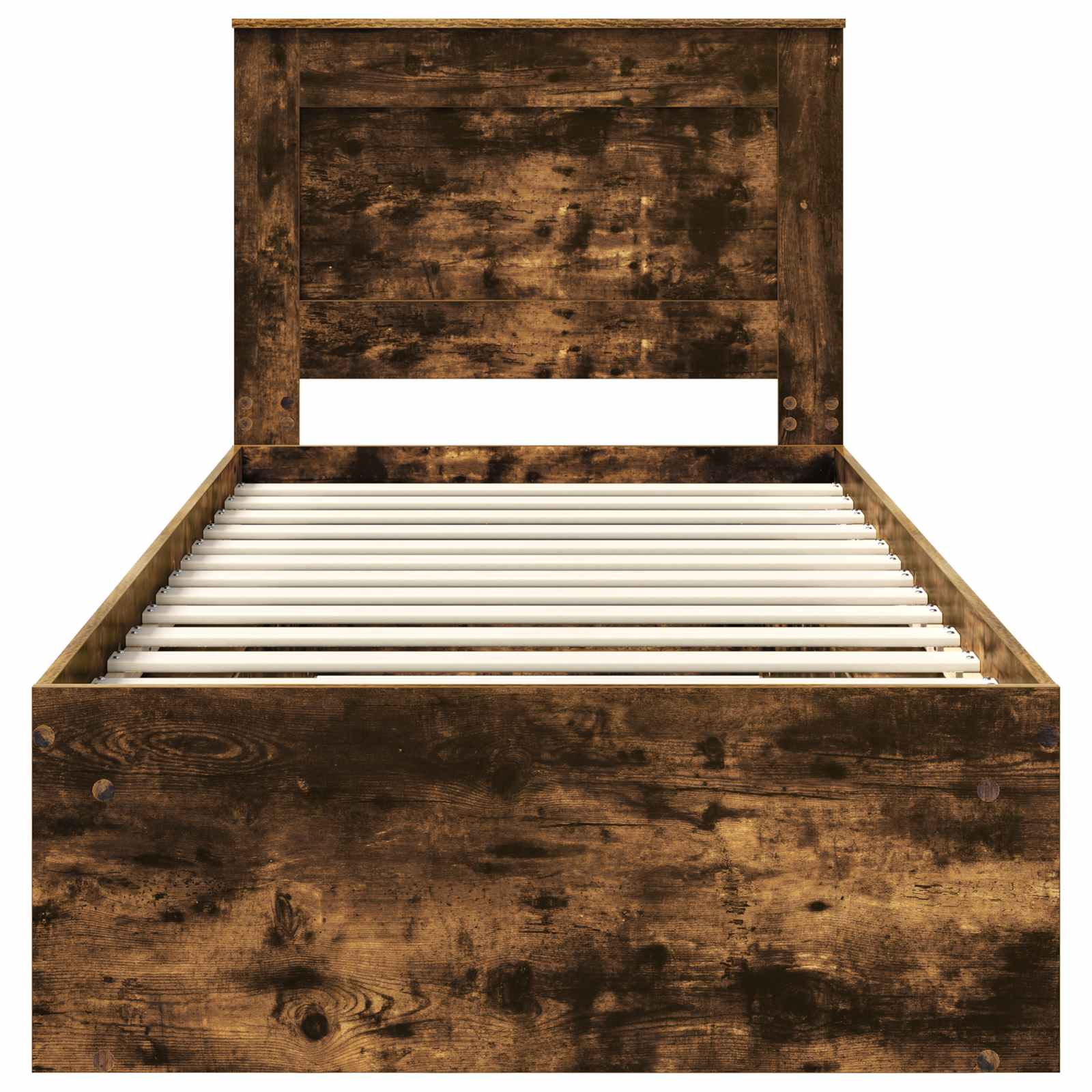 Cadre de lit avec tête de lit Chêne fumé 90 x 190 cm Pin massif - XIOS