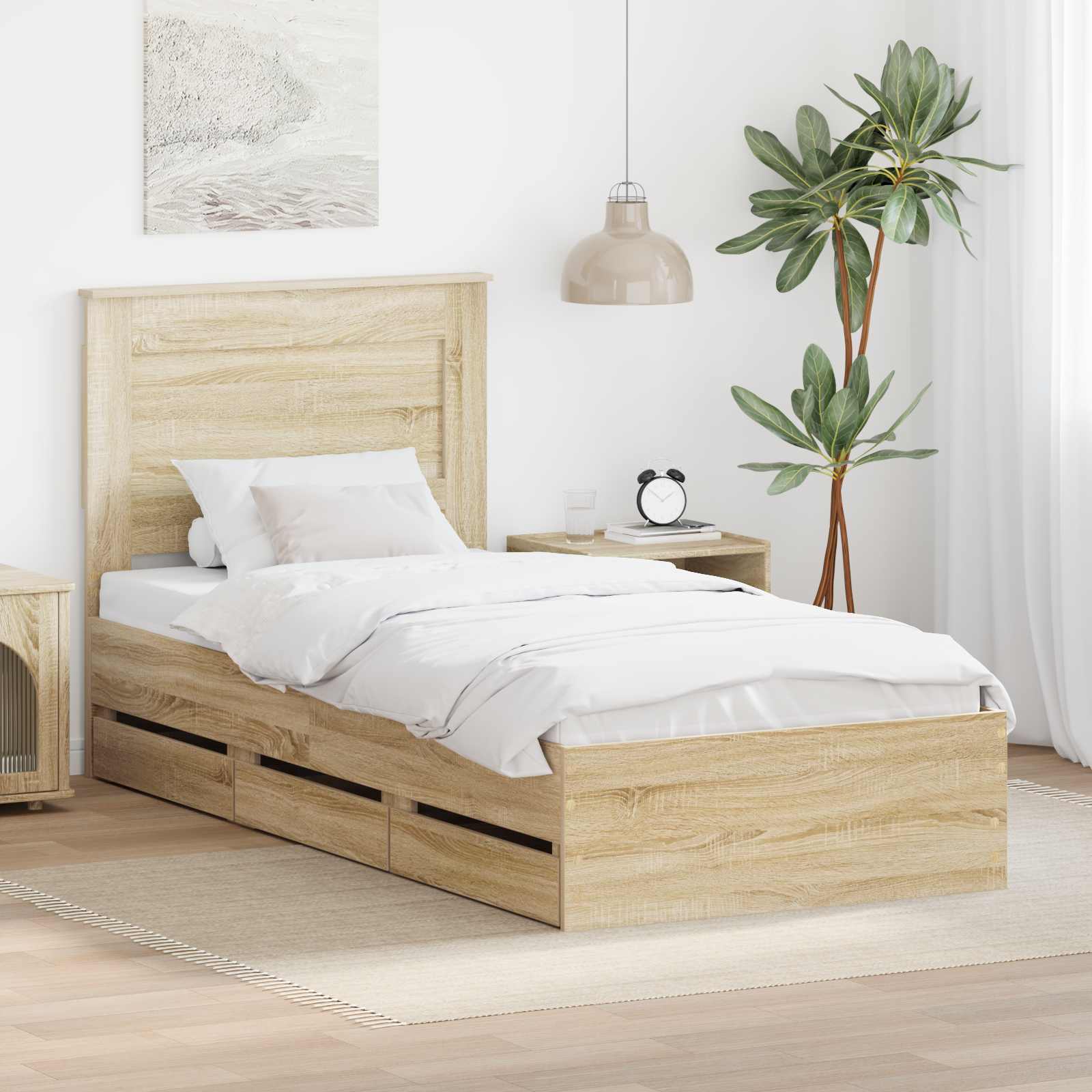 Cadre de lit Chêne Sonoma 100 x 200 cm Bois Ingénierie - XIOS