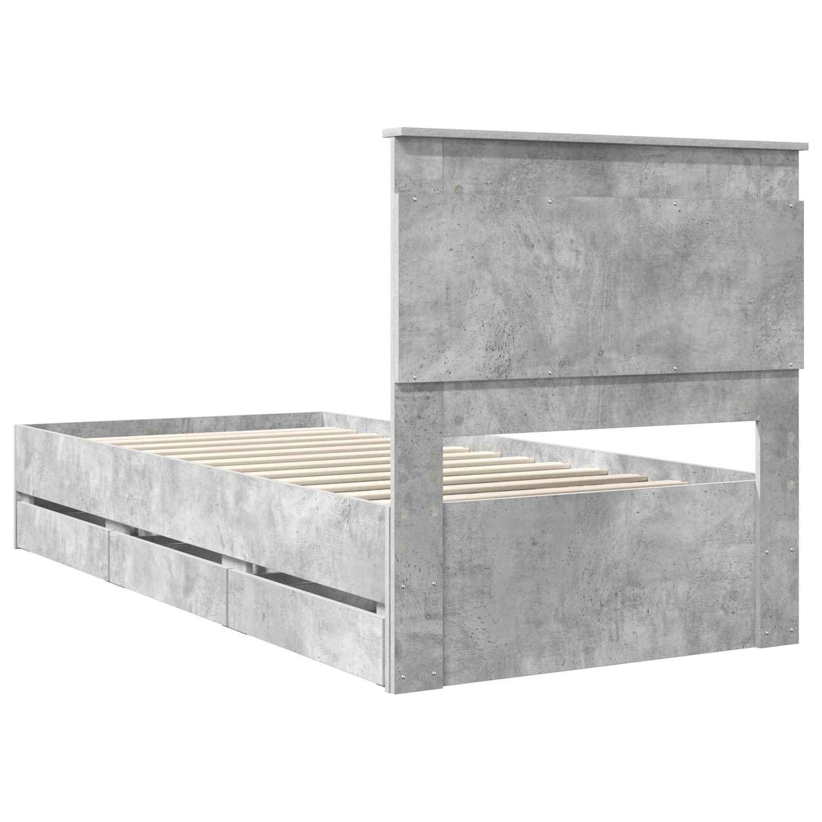 Cadre de lit avec tiroir Gris béton 75 x 190 cm Bois Ingénierie - XIOS