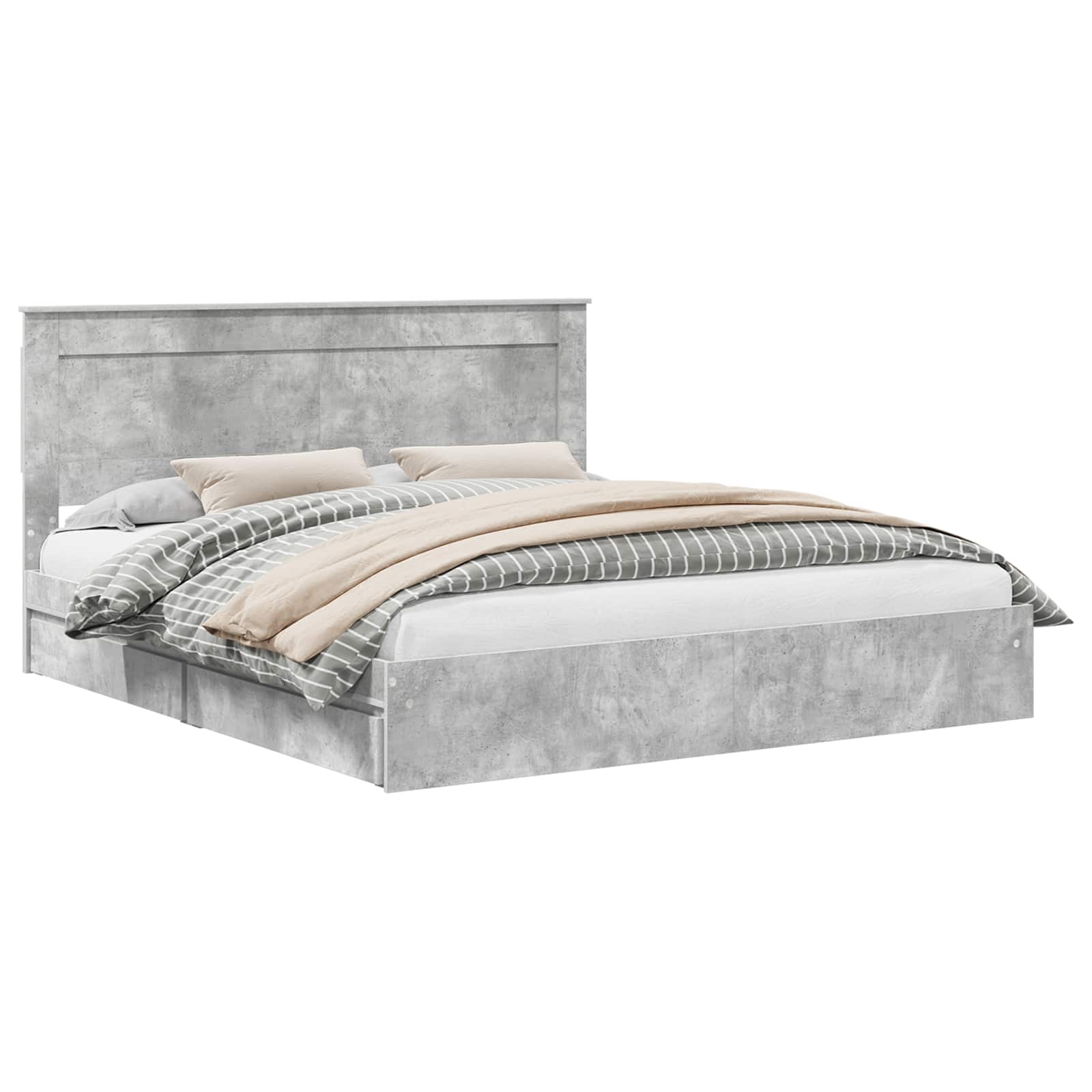 Lit de Rangement Gris béton 200 x 200 cm Bois d'ingénierie - XIOS