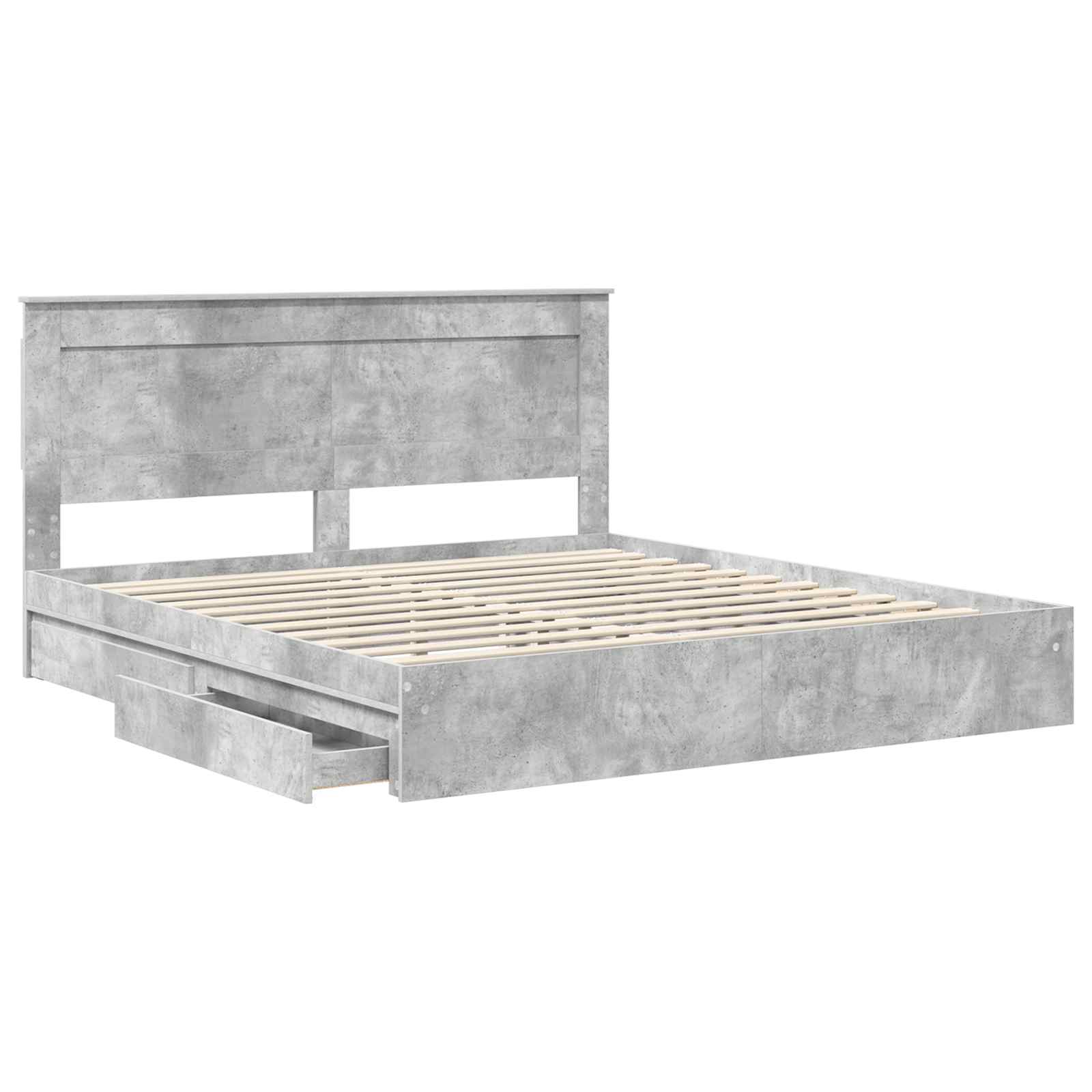Lit de Rangement Gris béton 200 x 200 cm Bois d'ingénierie - XIOS