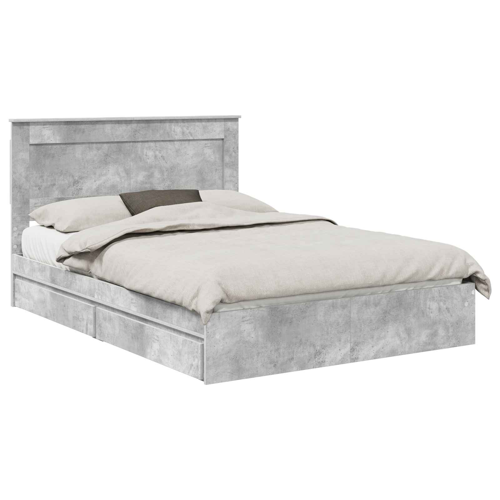 Cadre de lit Gris béton 150 x 200 cm Bois d'ingénierie - XIOS