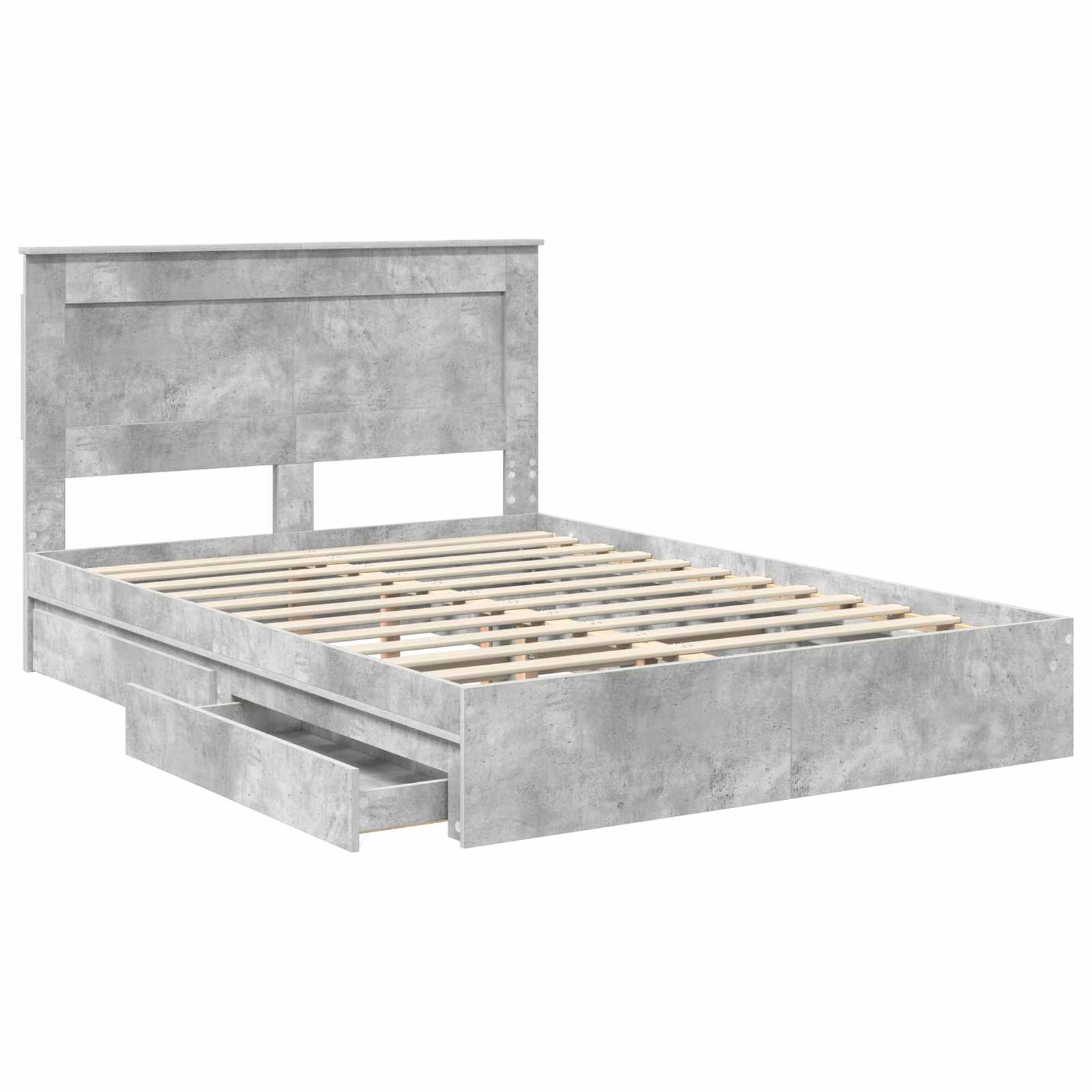 Cadre de lit Gris béton 150 x 200 cm Bois d'ingénierie - XIOS
