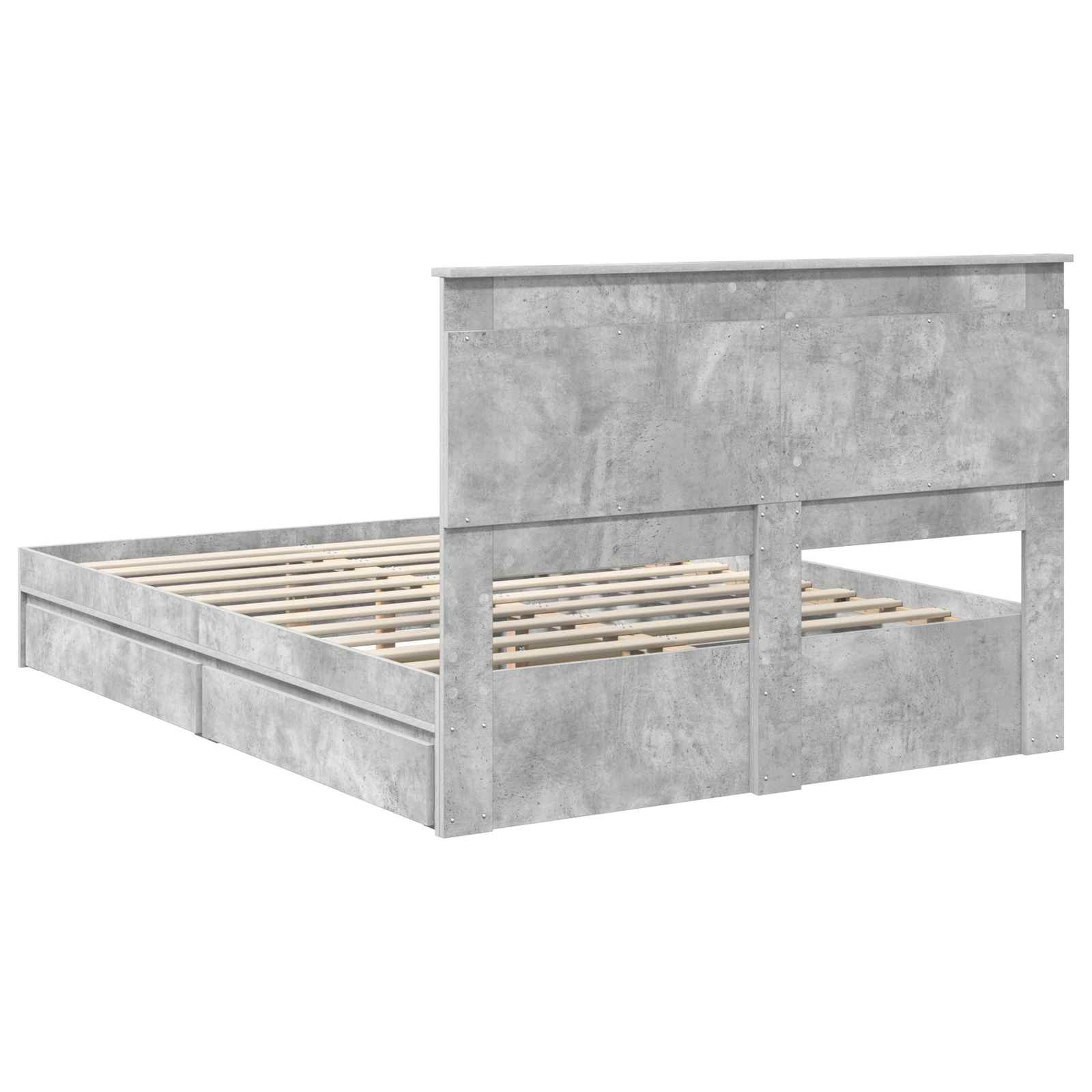 Cadre de lit Gris béton 150 x 200 cm Bois d'ingénierie - XIOS