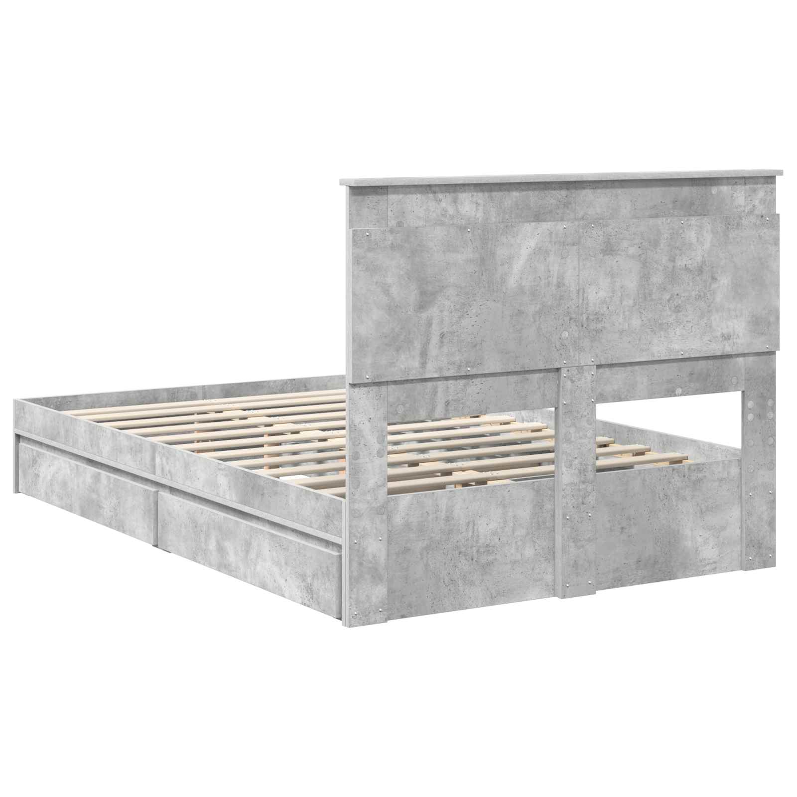 Cadre de lit Gris béton 135 x 190 cm Bois d'ingénierie - XIOS
