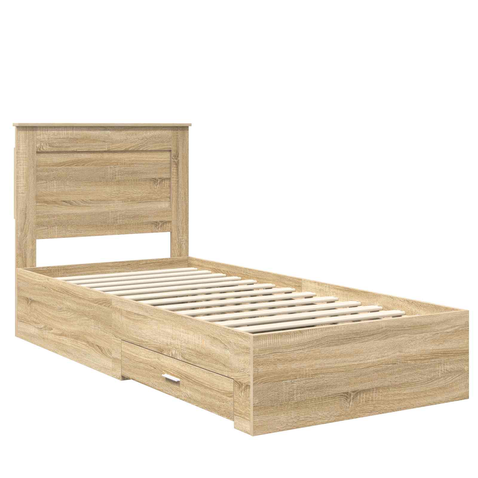 Cadre de lit avec tiroir Sonoma Chêne et Argent 75 x 190 cm - XIOS