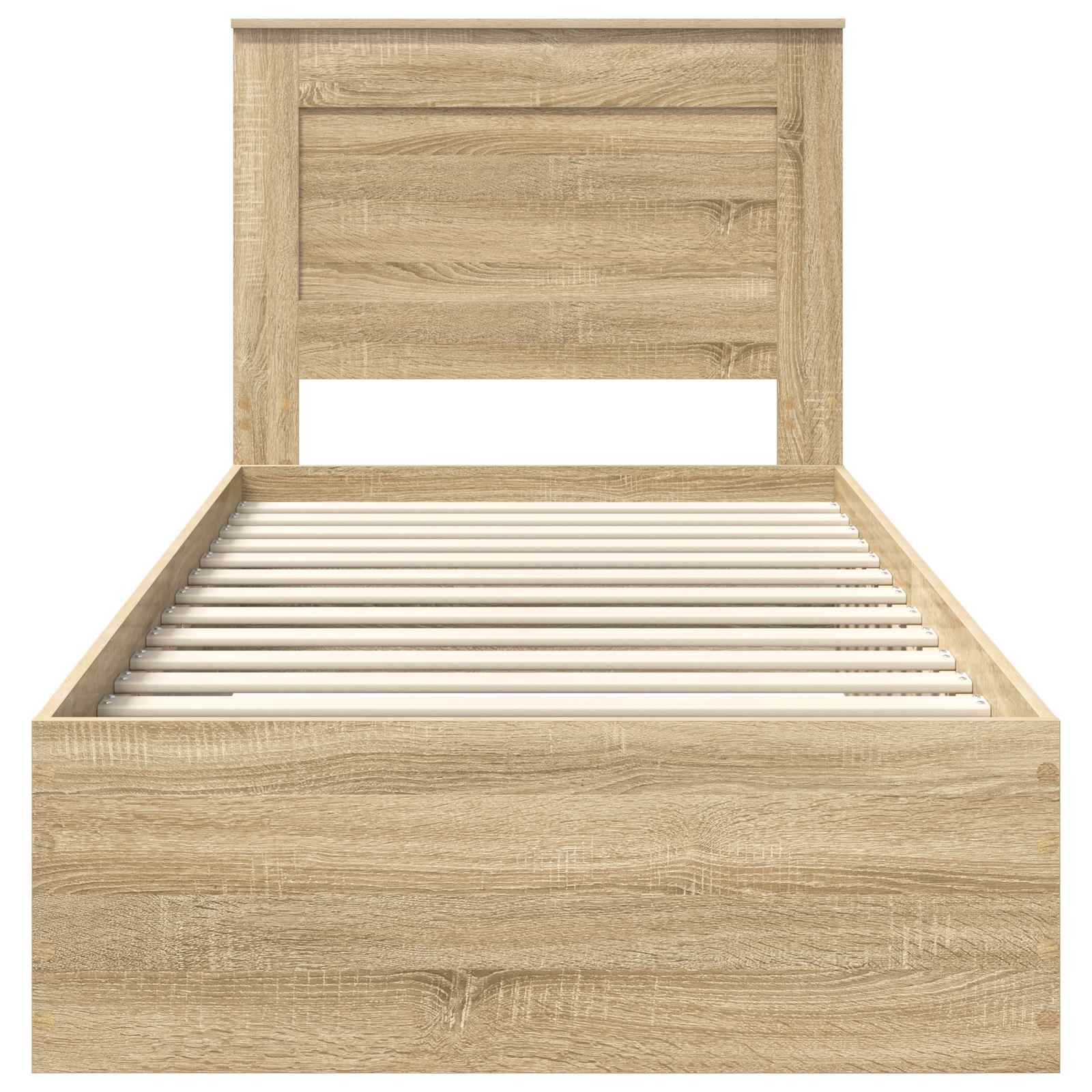 Cadre de lit avec tiroir Sonoma Chêne et Argent 75 x 190 cm - XIOS