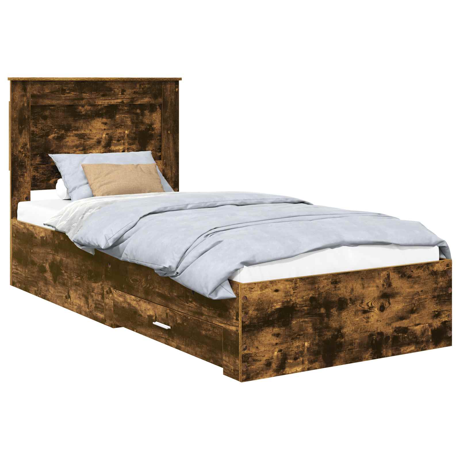 Cadre de lit Chêne Fumé et Argent 75 x 190 cm Bois d'ingénierie - XIOS