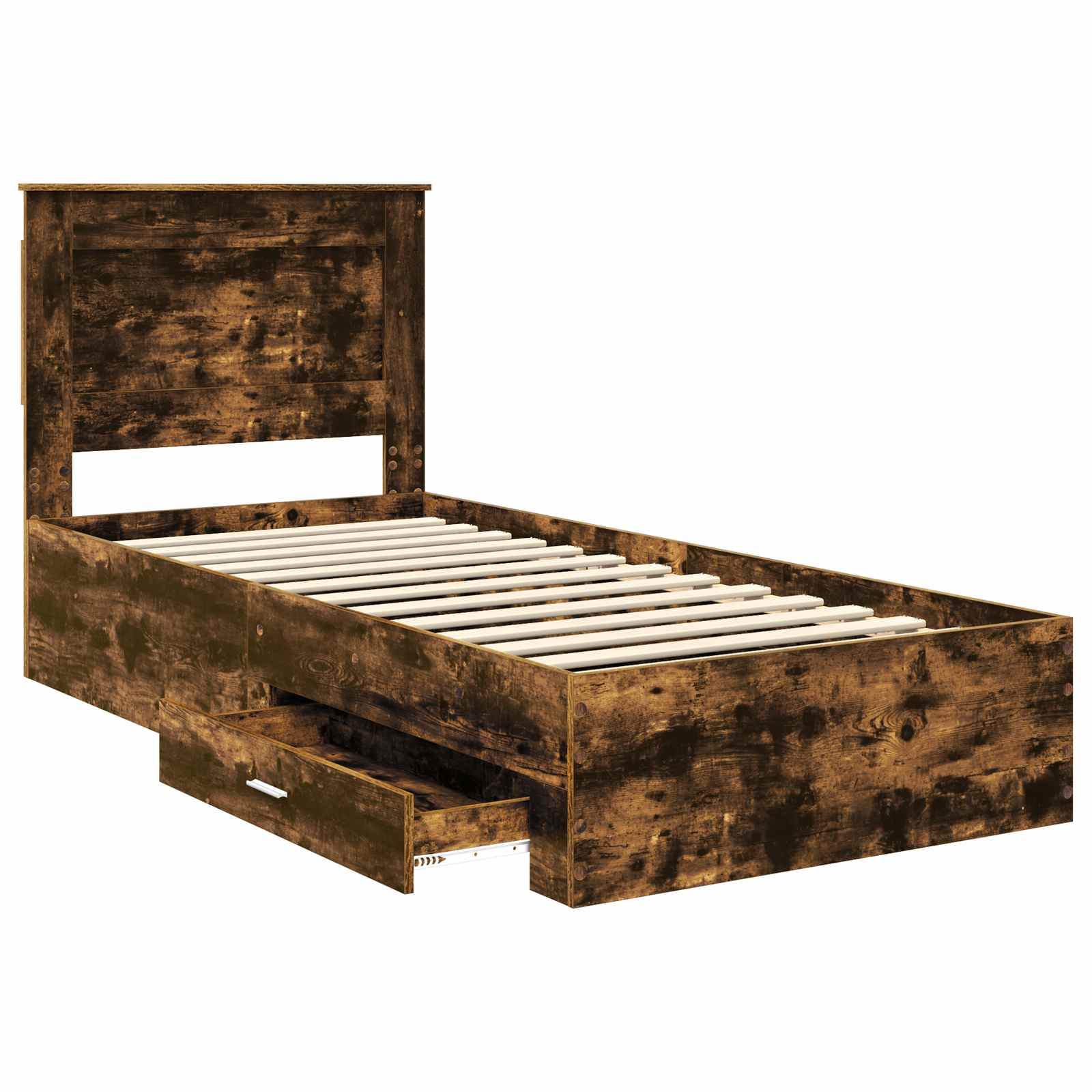 Cadre de lit Chêne Fumé et Argent 75 x 190 cm Bois d'ingénierie - XIOS