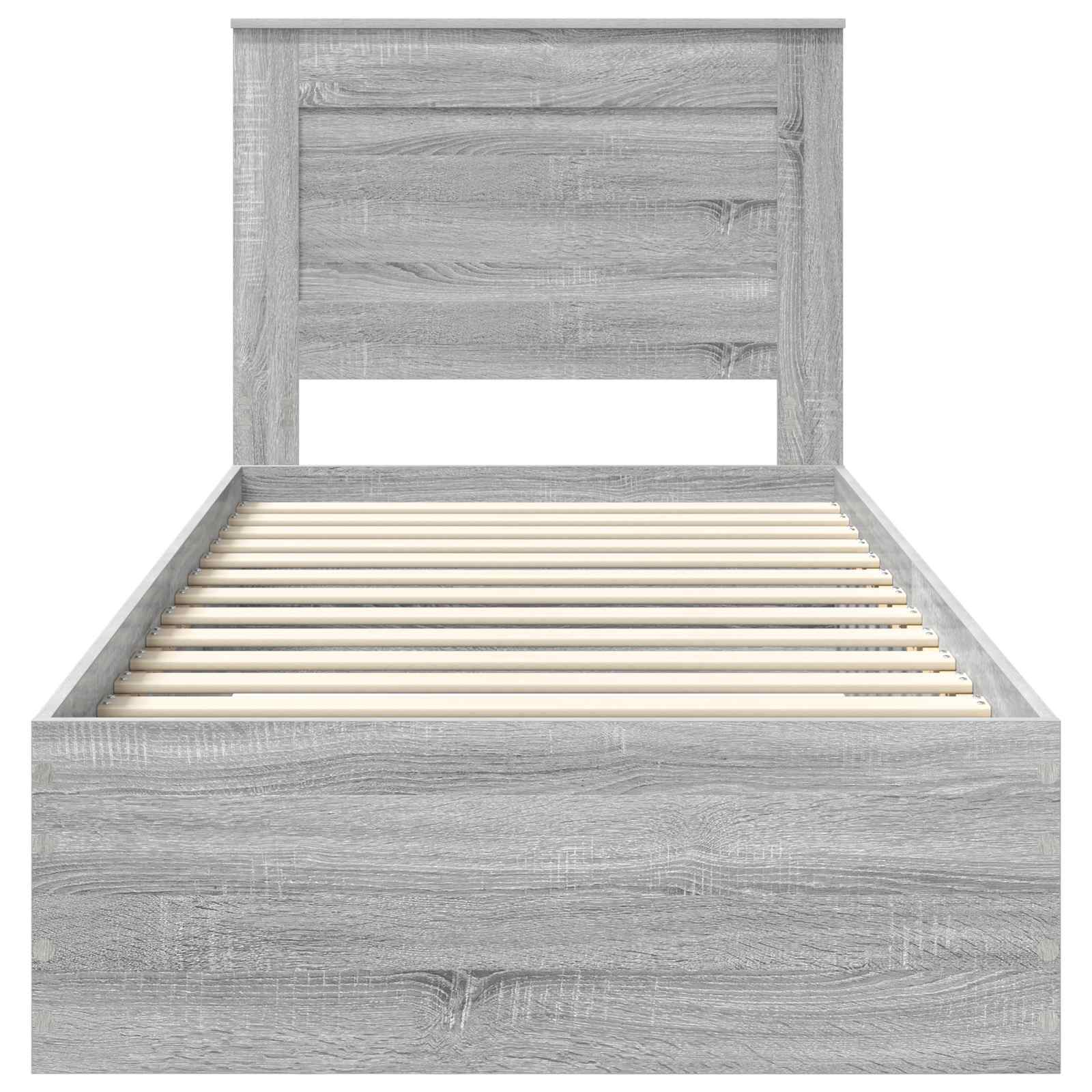 Cadre de lit avec tiroir Sonoma Gris et Argent 75 x 190 cm - XIOS
