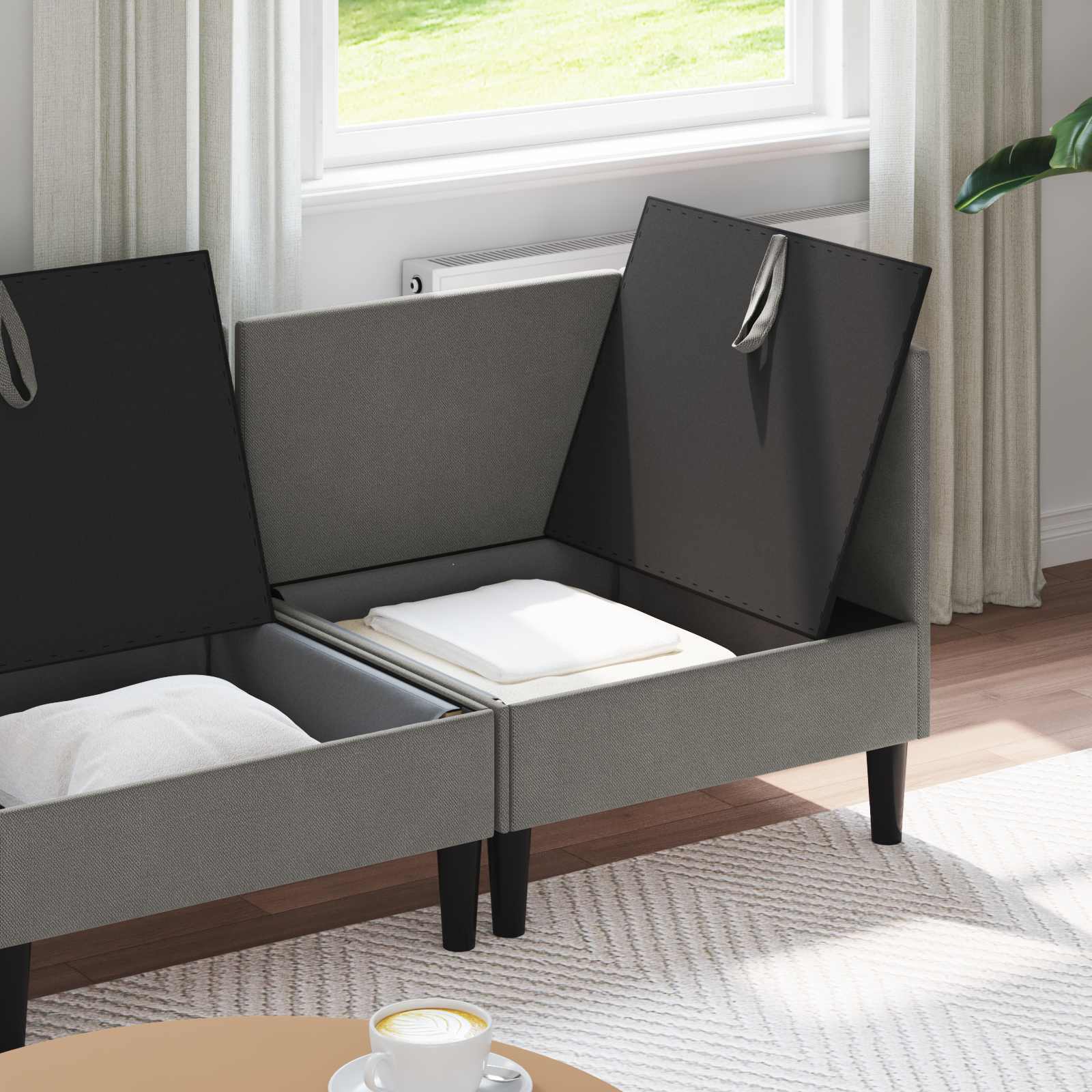 Ensemble de meubles pour le salon 3 pcs Gris foncé Tissu