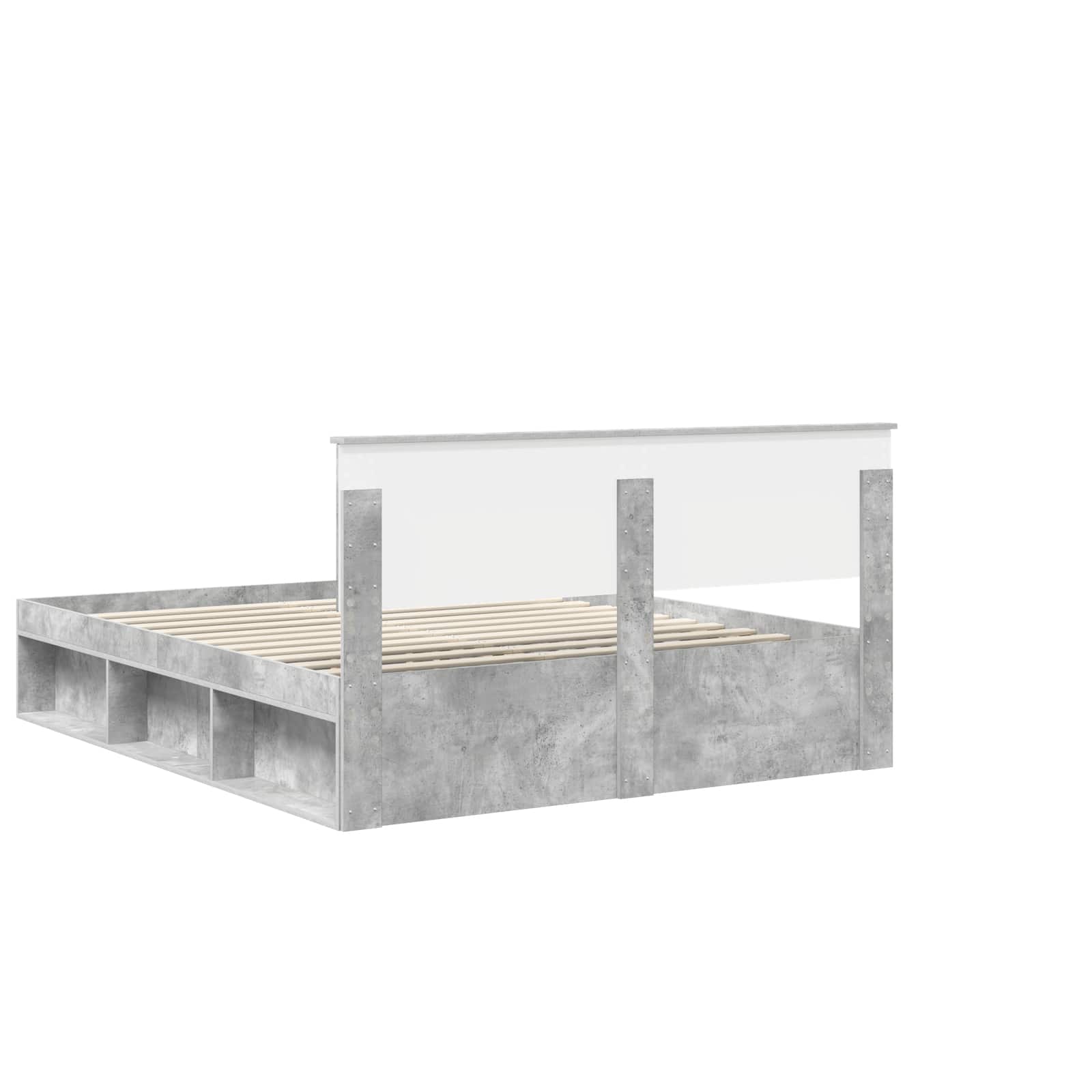 Cadre de lit avec tête de lit Béton 160 x 200 cm Pin massif - XIOS