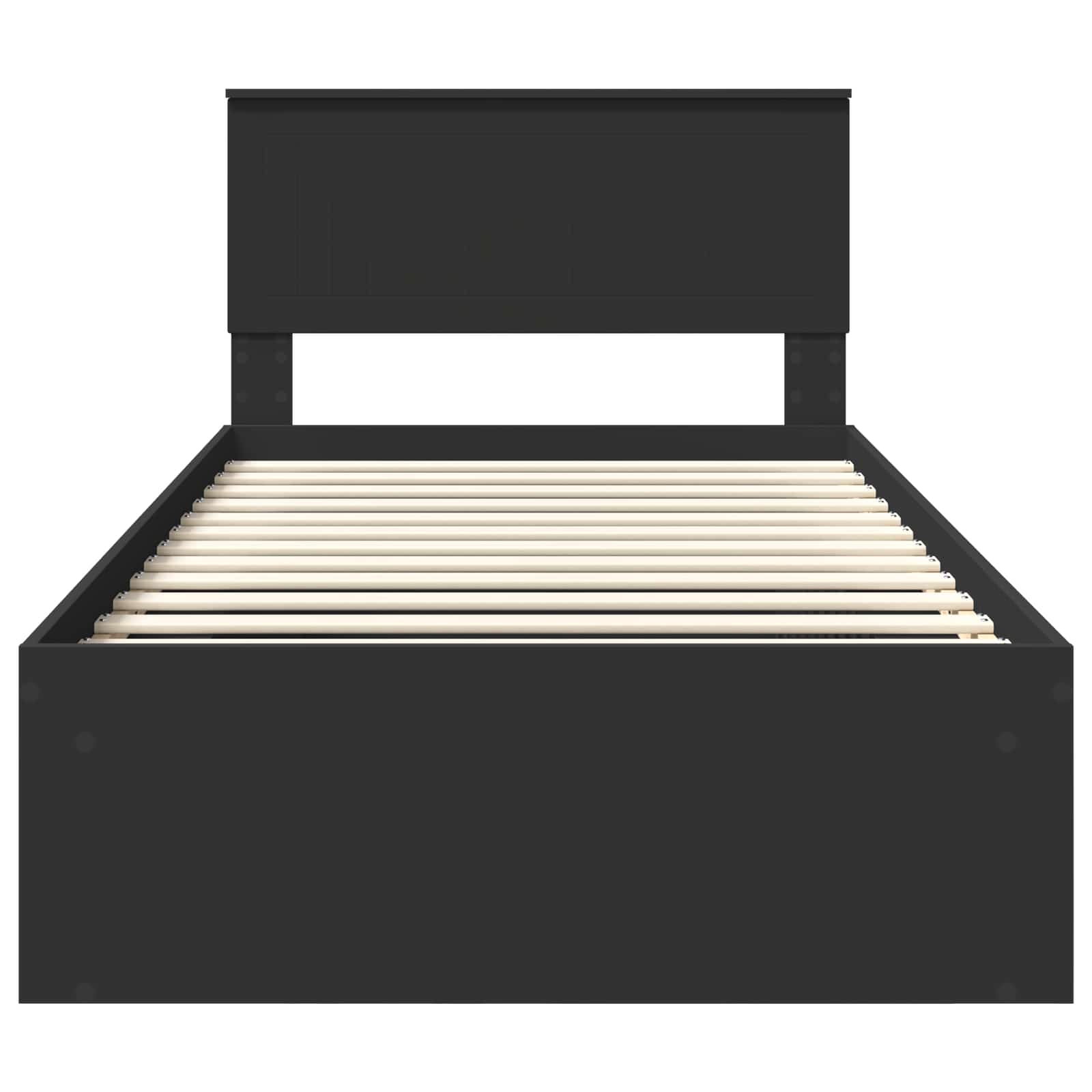 Cadre de lit avec tête de lit Noir 100 x 200 cm Pin massif - XIOS