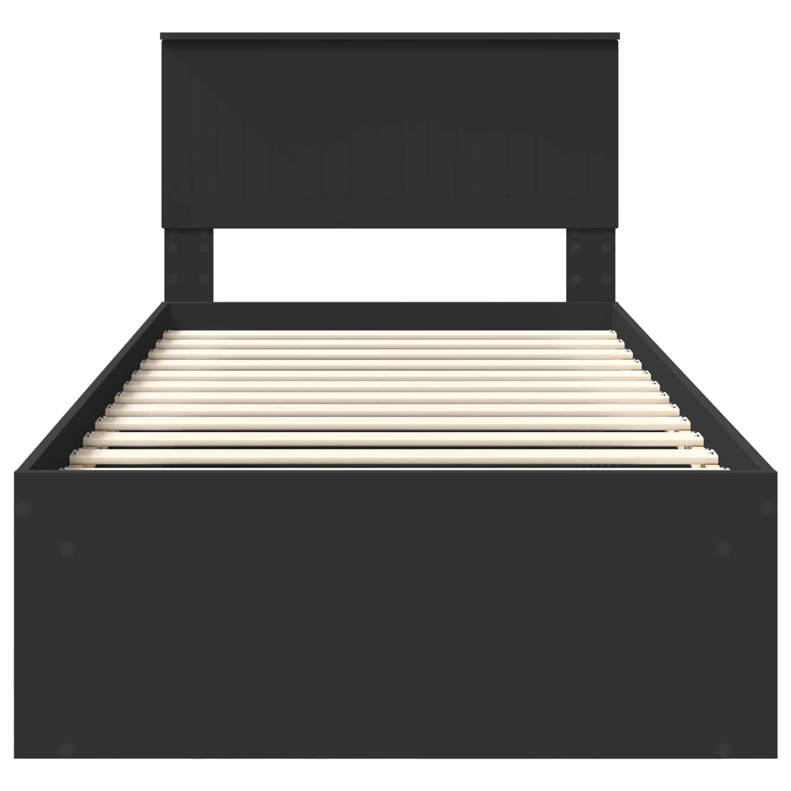 Cadre de lit avec tête de lit Noir 90 x 200 cm Pin massif - XIOS