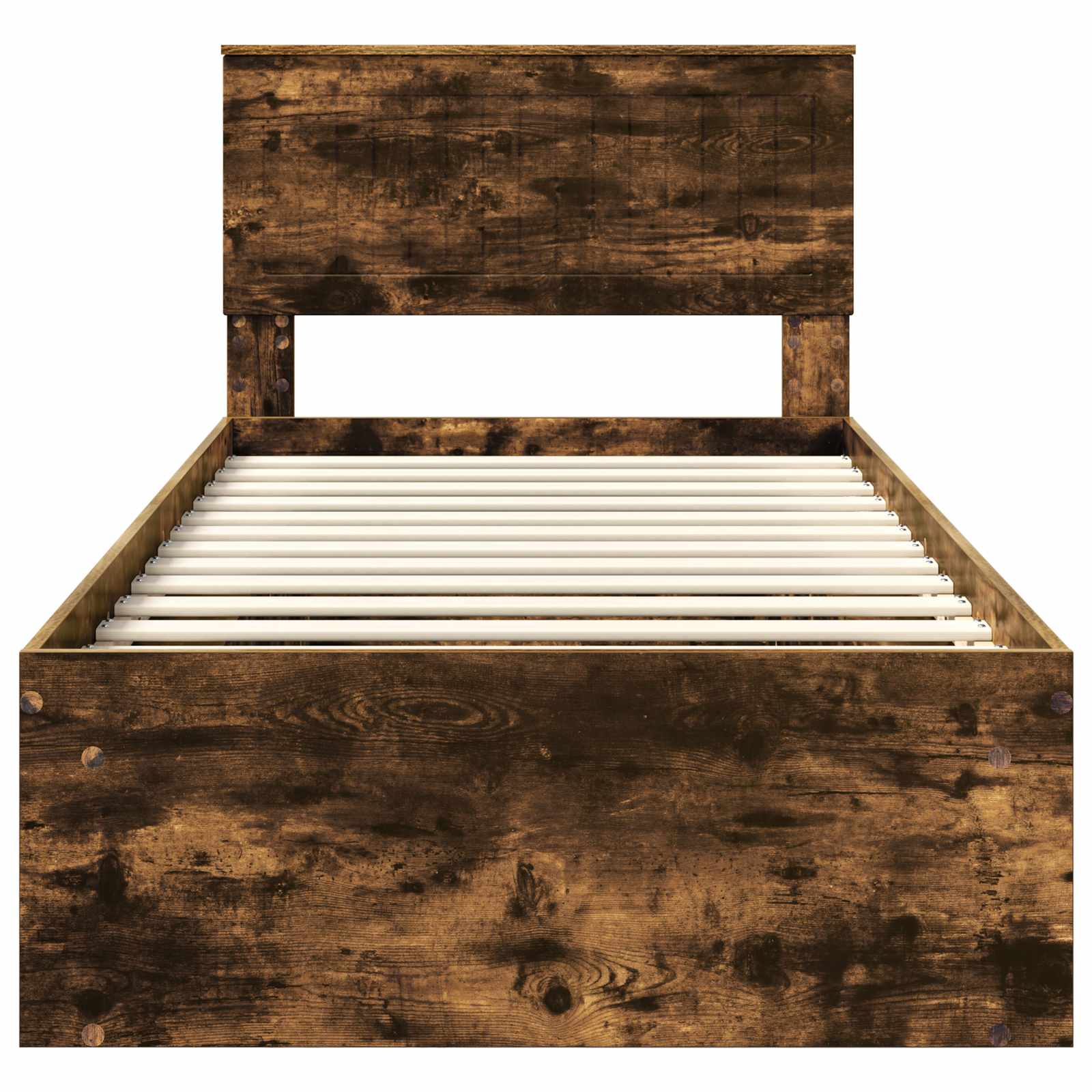 Cadre de lit avec tête de lit Chêne fumé 90 x 200 cm Pin massif - XIOS