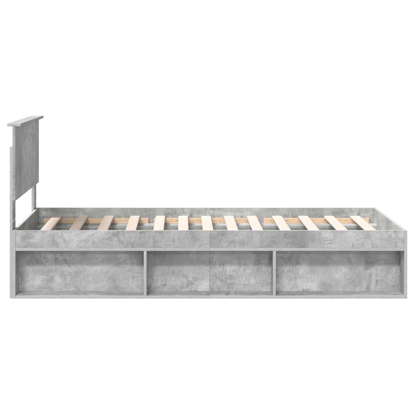 Cadre de lit avec tête de lit Gris Béton 90 x 190 cm Pin massif - XIOS