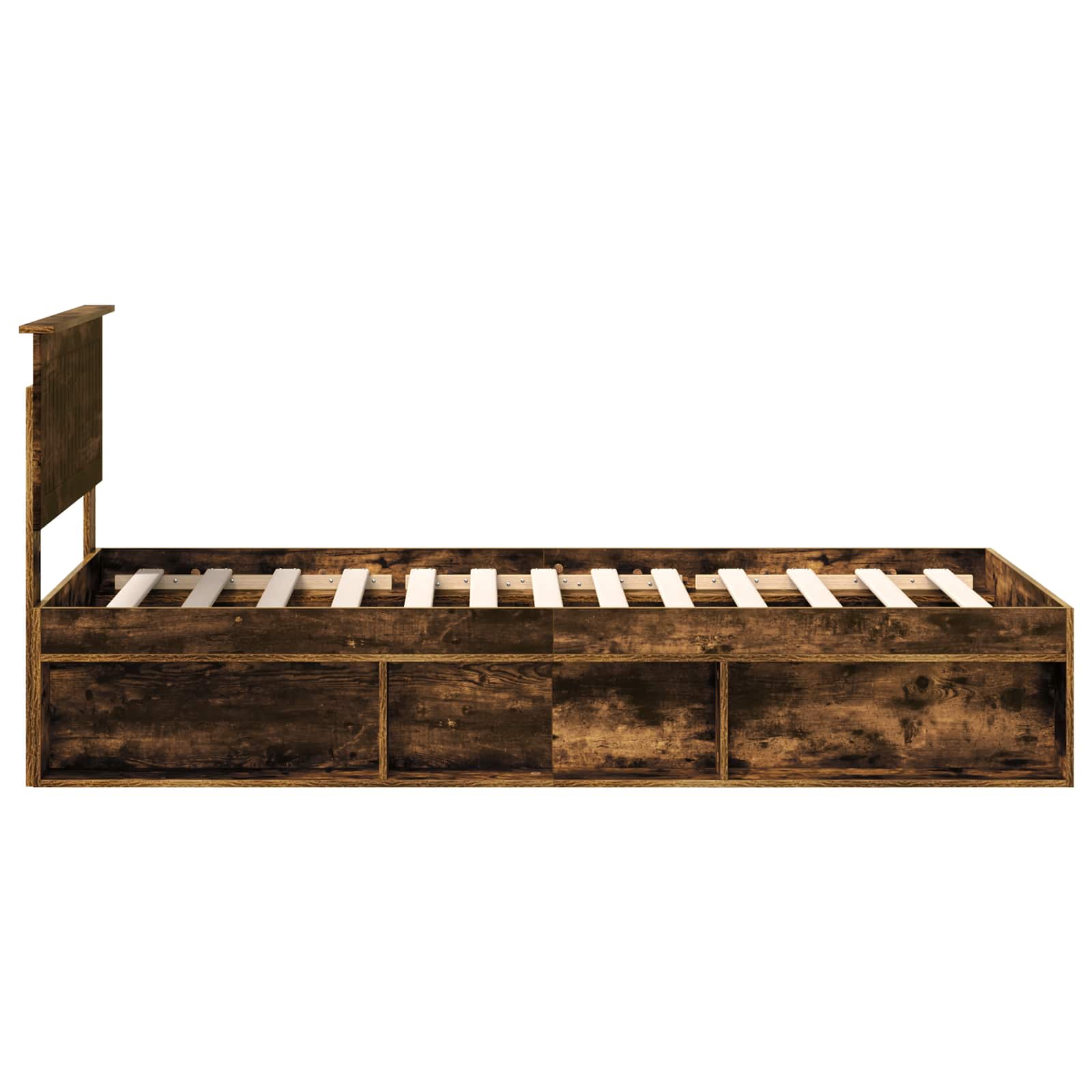 Cadre de lit avec tête de lit Chêne fumé 90 x 190 cm Pin massif - XIOS