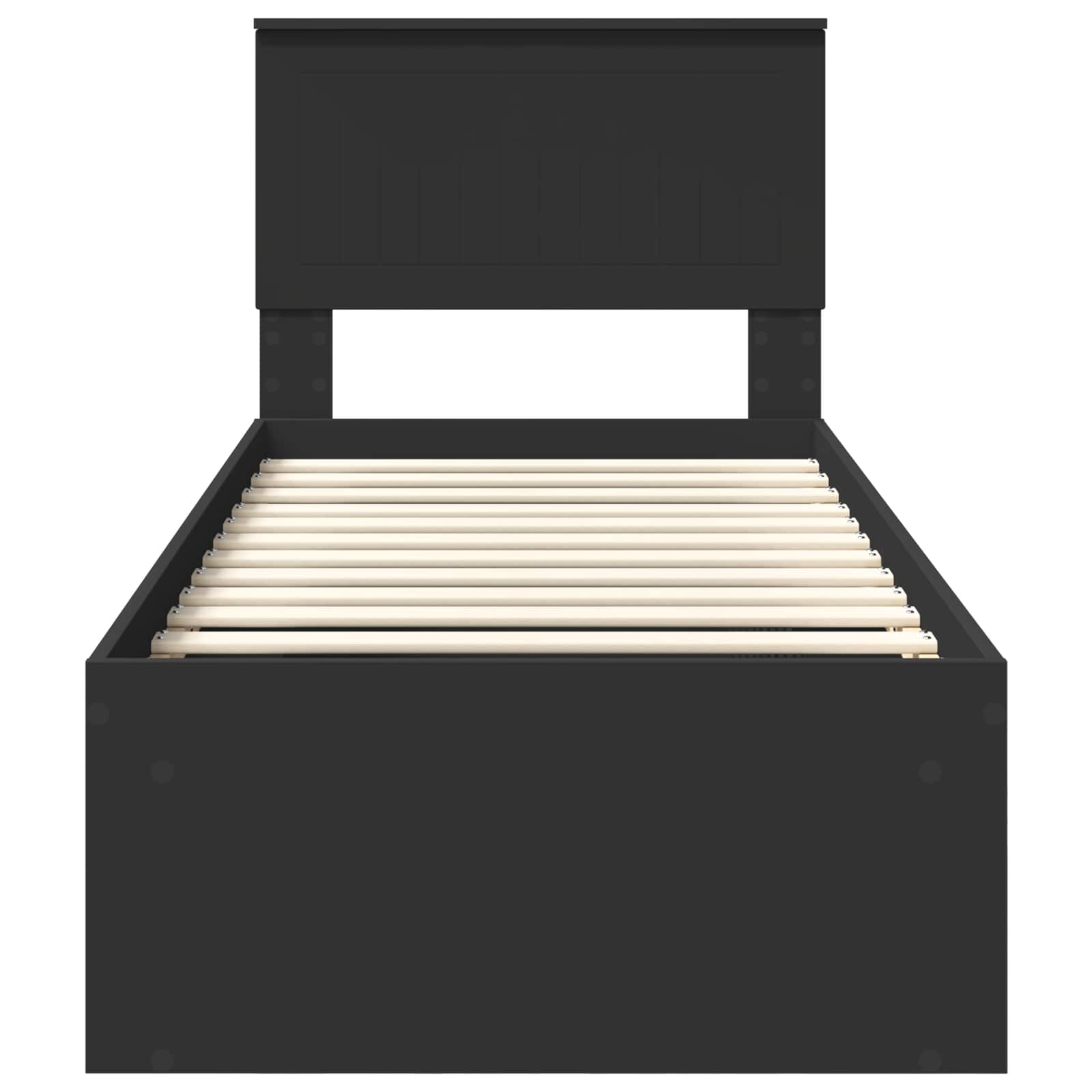 Cadre de lit avec tête de lit Noir 75 x 190 cm Pin massif - XIOS