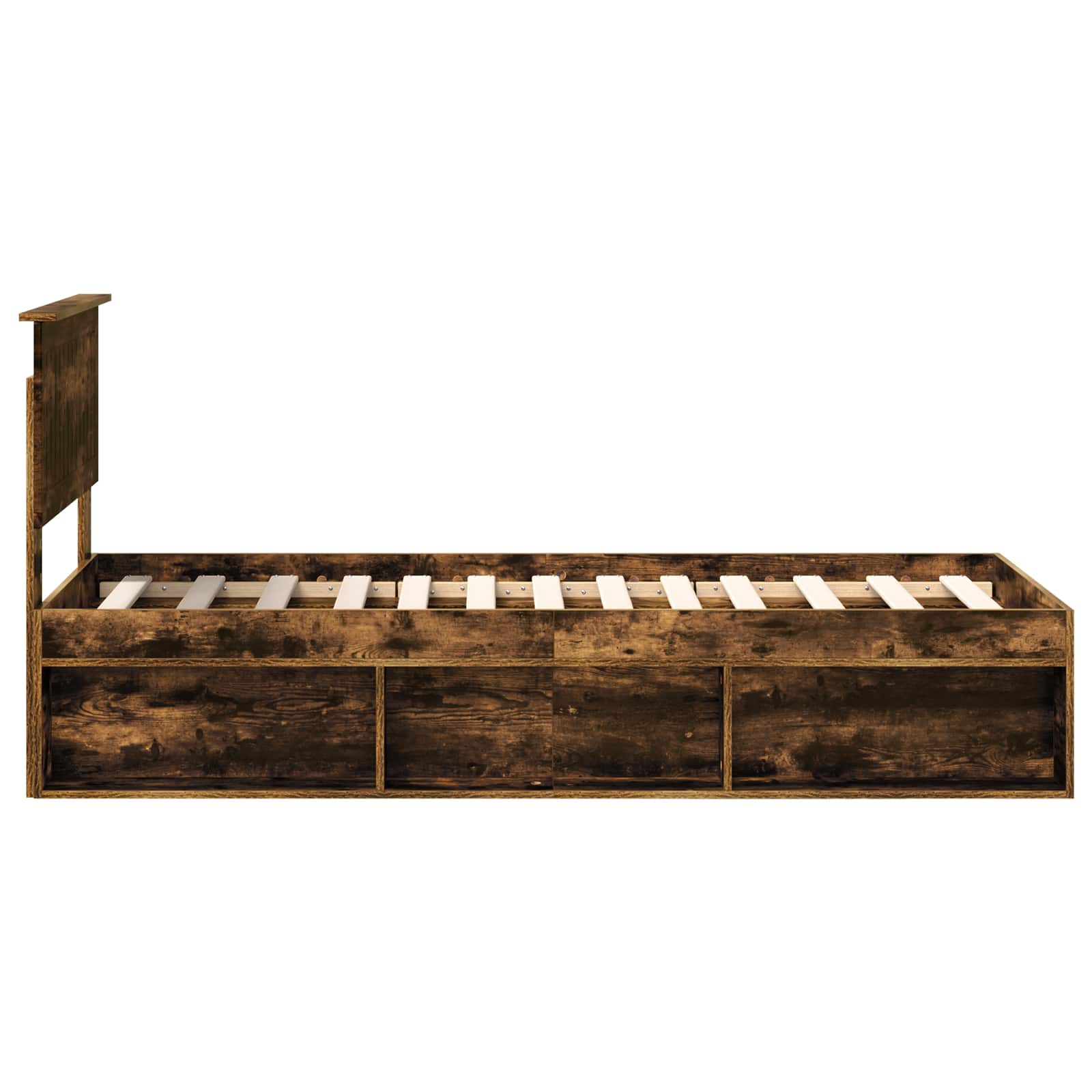 Cadre de lit avec tête de lit Chêne fumé 75 x 190 cm Pin massif - XIOS