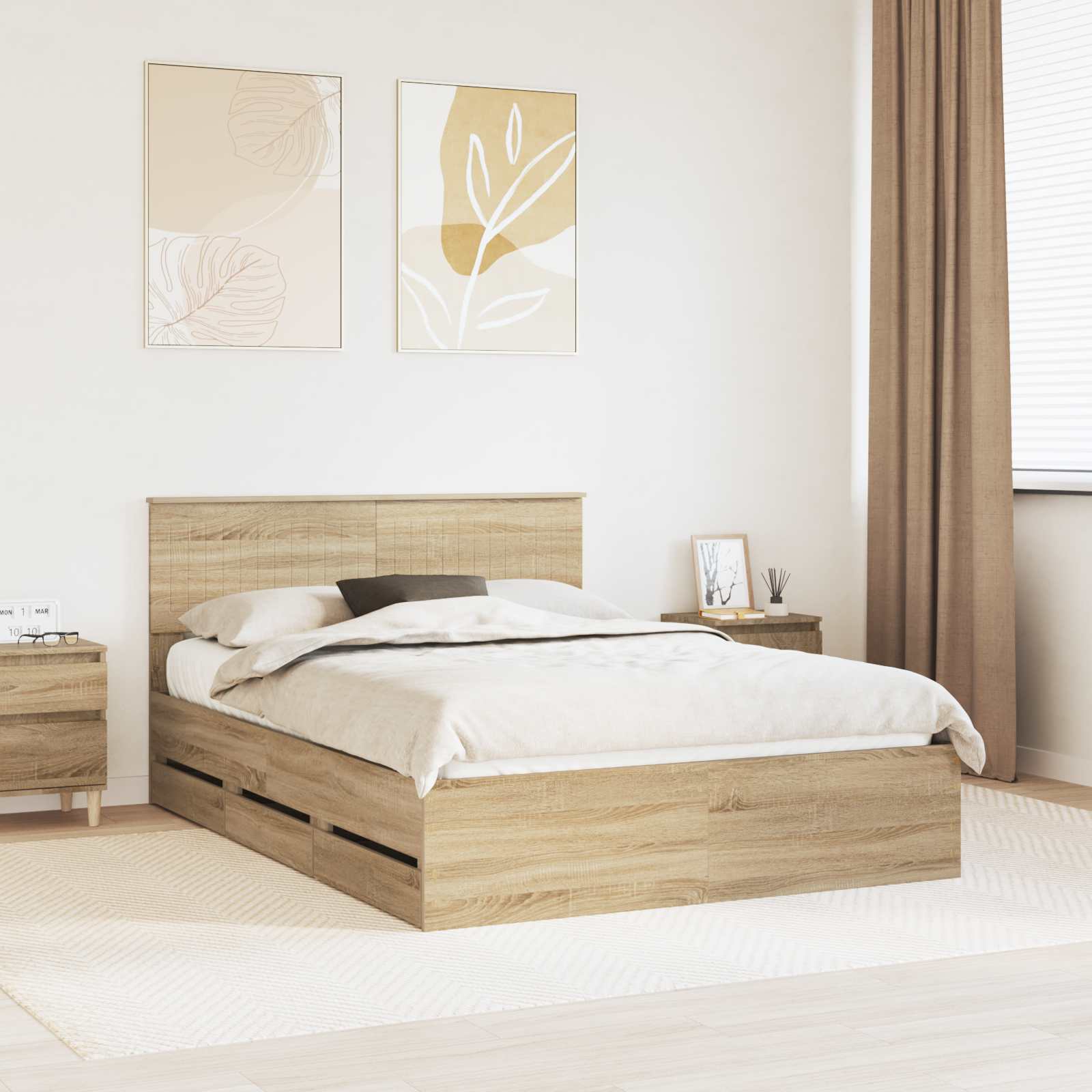 Cadre de lit Chêne Sonoma 140 x 190 cm Bois Ingénierie - XIOS