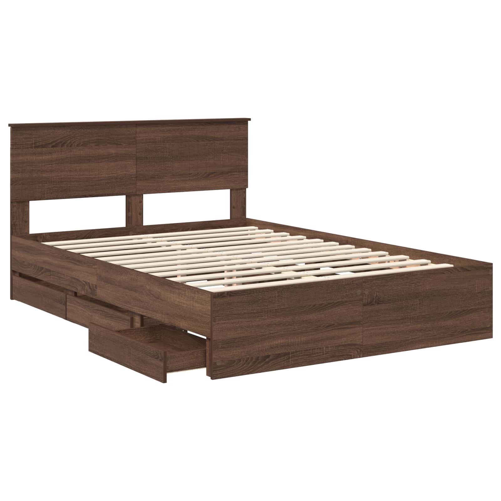 Cadre de lit Chêne brun 135 x 190 cm Bois Ingénierie - XIOS